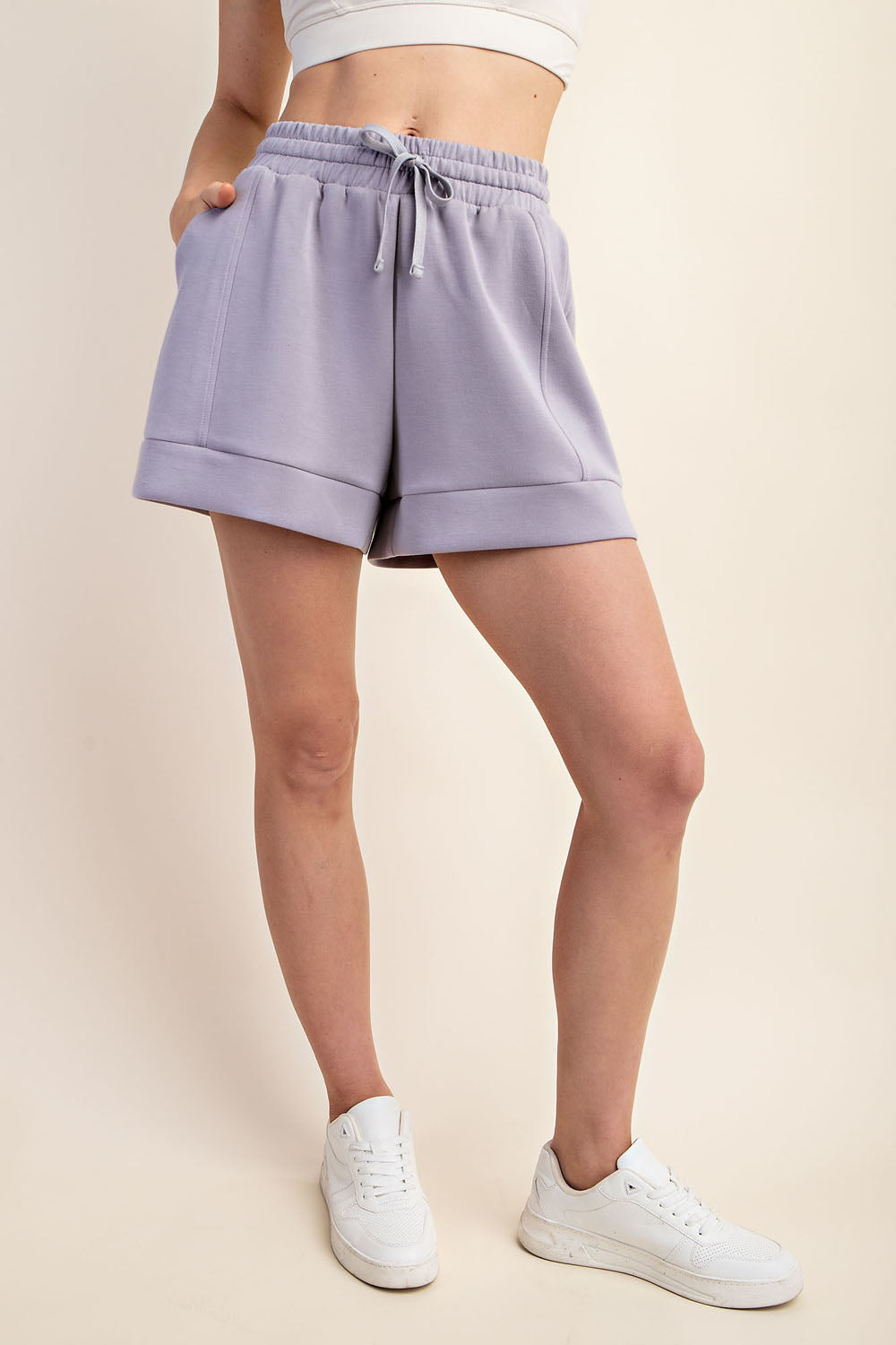 Modal Polly Span Scuba Pleat Casual Short