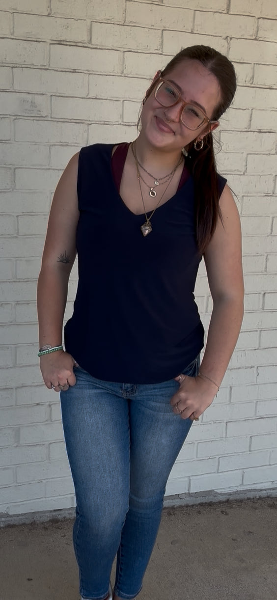 Navy Sleeveless Cami Top