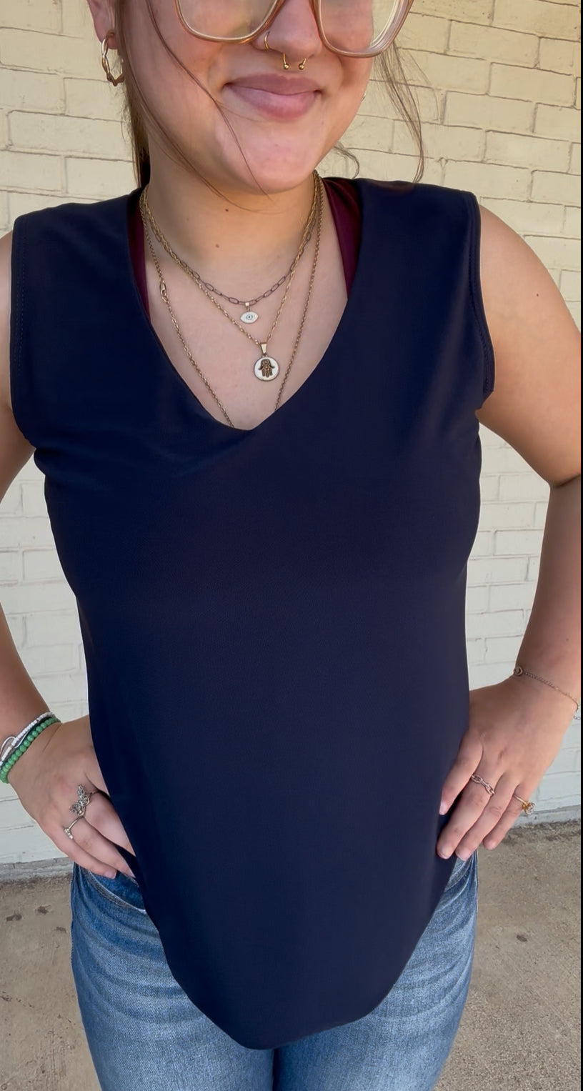 Navy Sleeveless Cami Top