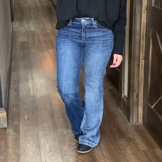 Risen High Rise Two Tone Flare Jean