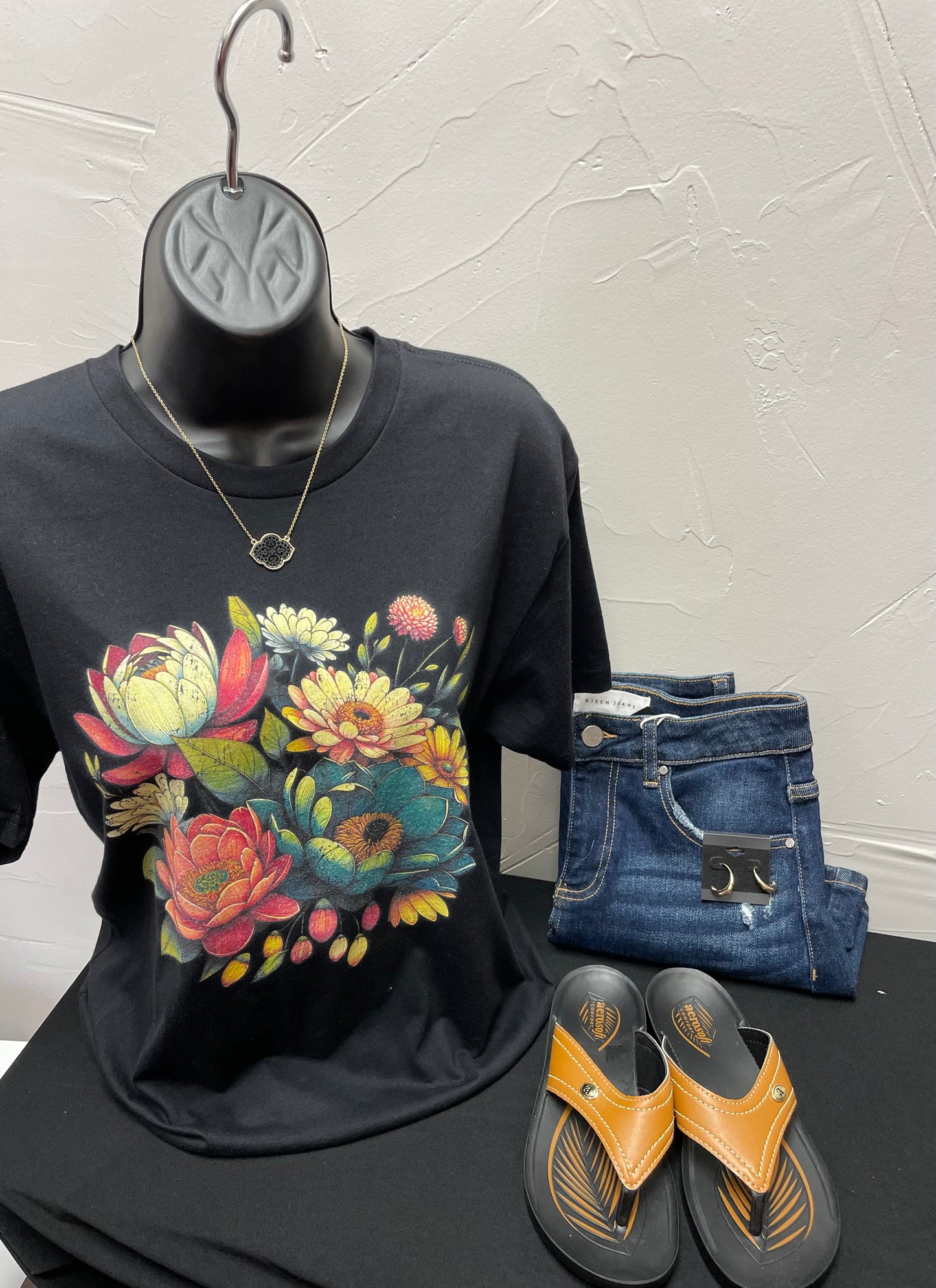 Floral Bouquet Black Graphic Tee