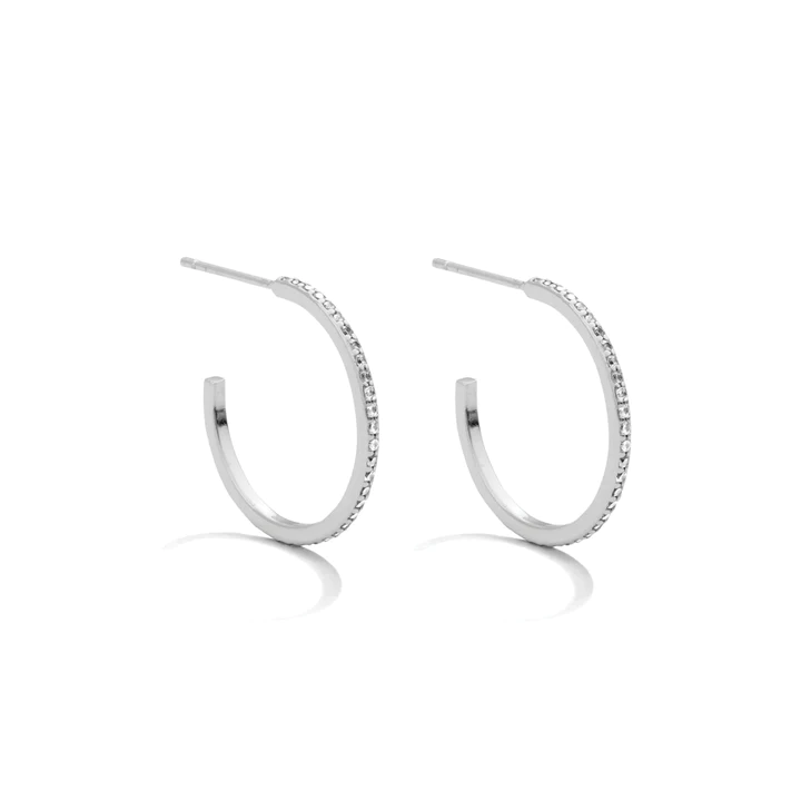 Medium Delicate Pave Hoops Splendid Iris