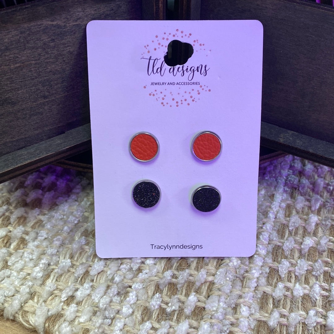 Orange & Black Double stud Earrings