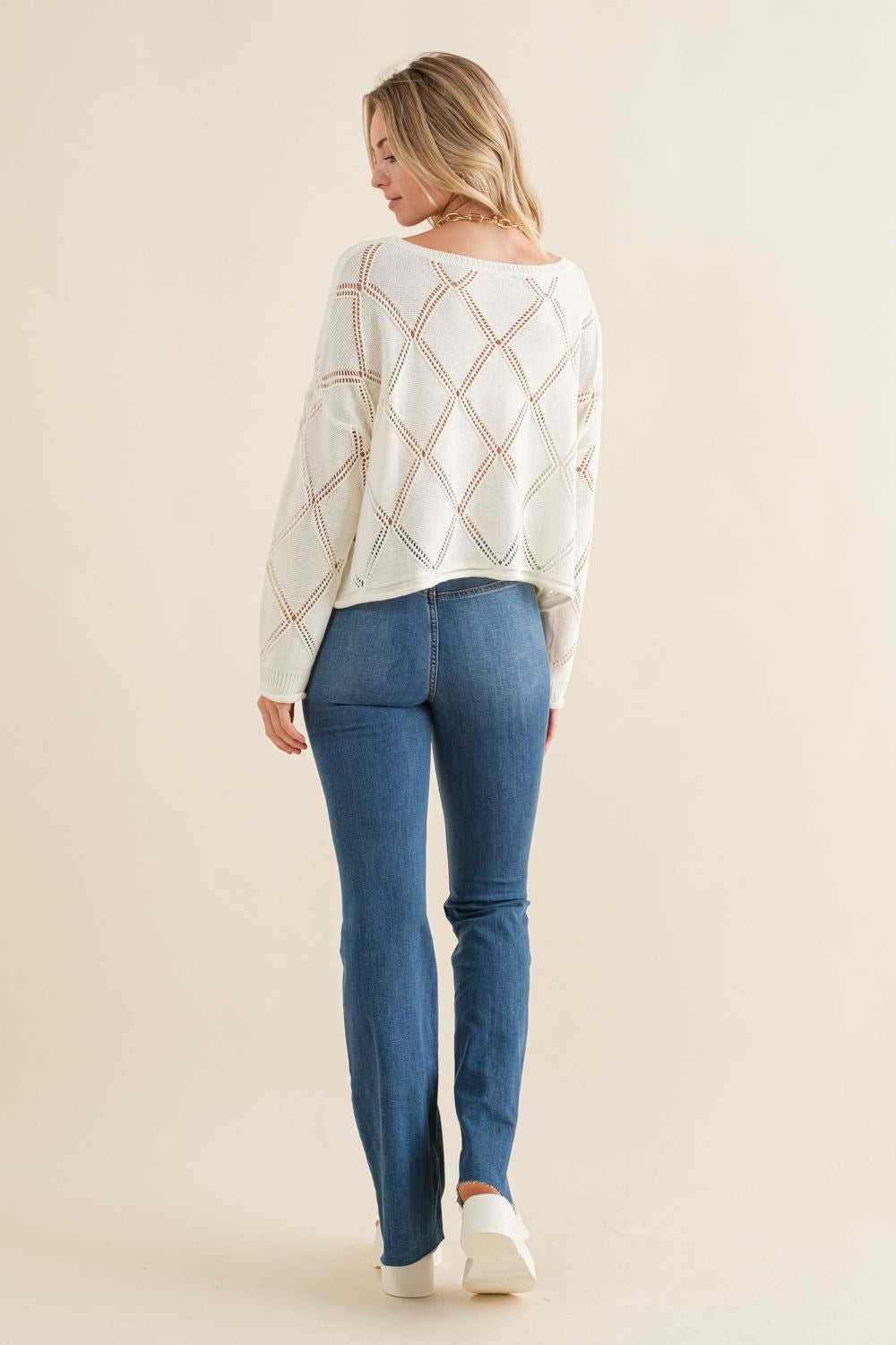 Boatneck Open Knit Sweater