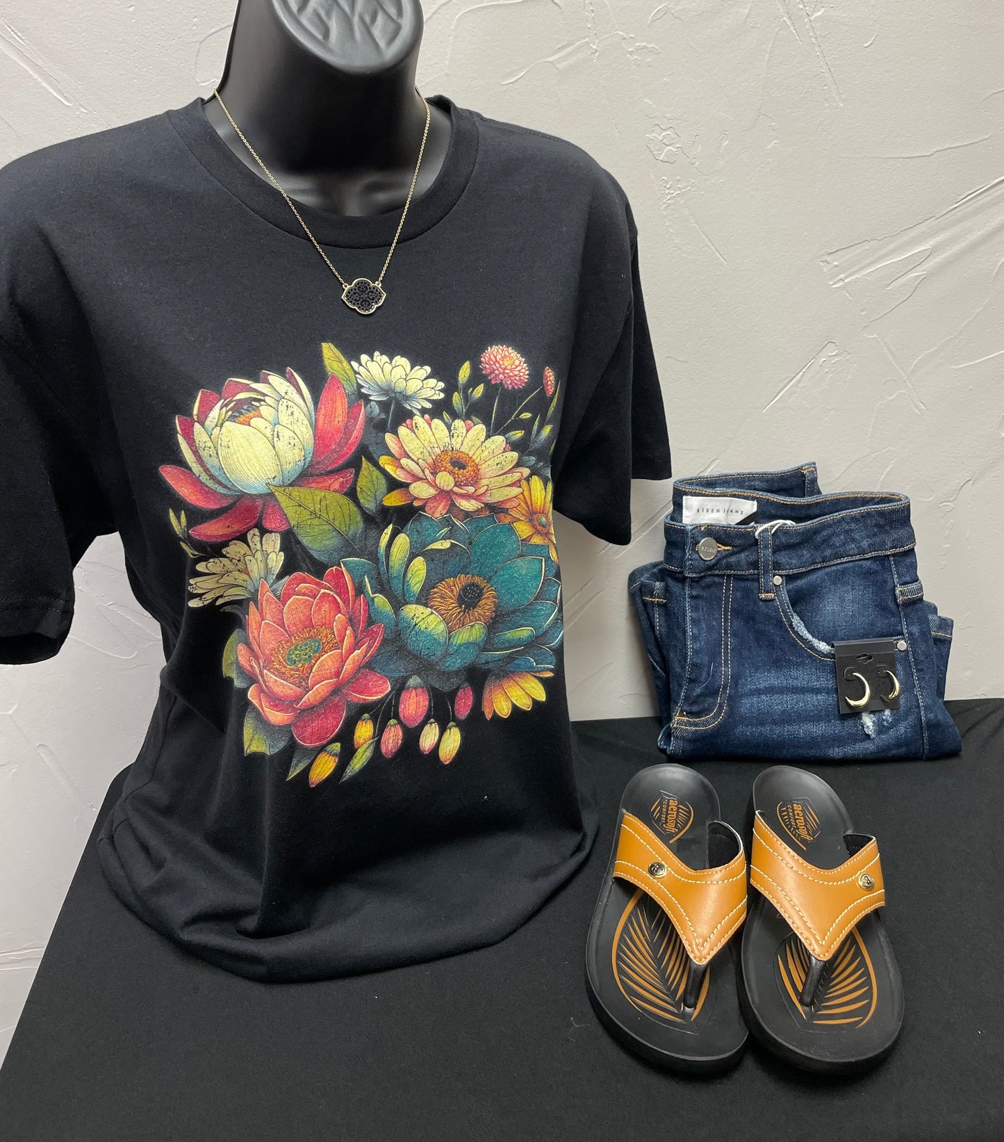 Floral Bouquet Black Graphic Tee