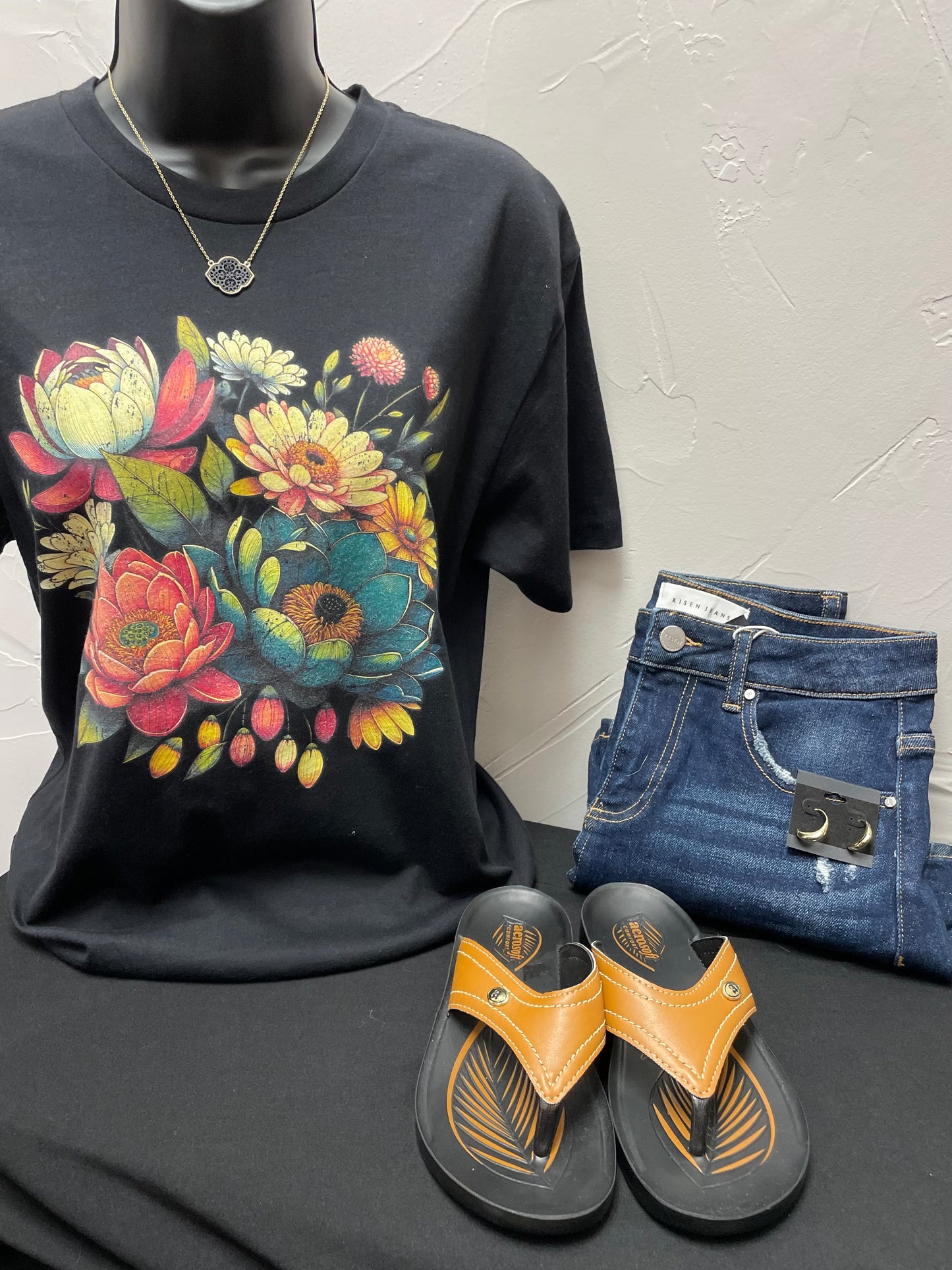 Floral Bouquet Black Graphic Tee