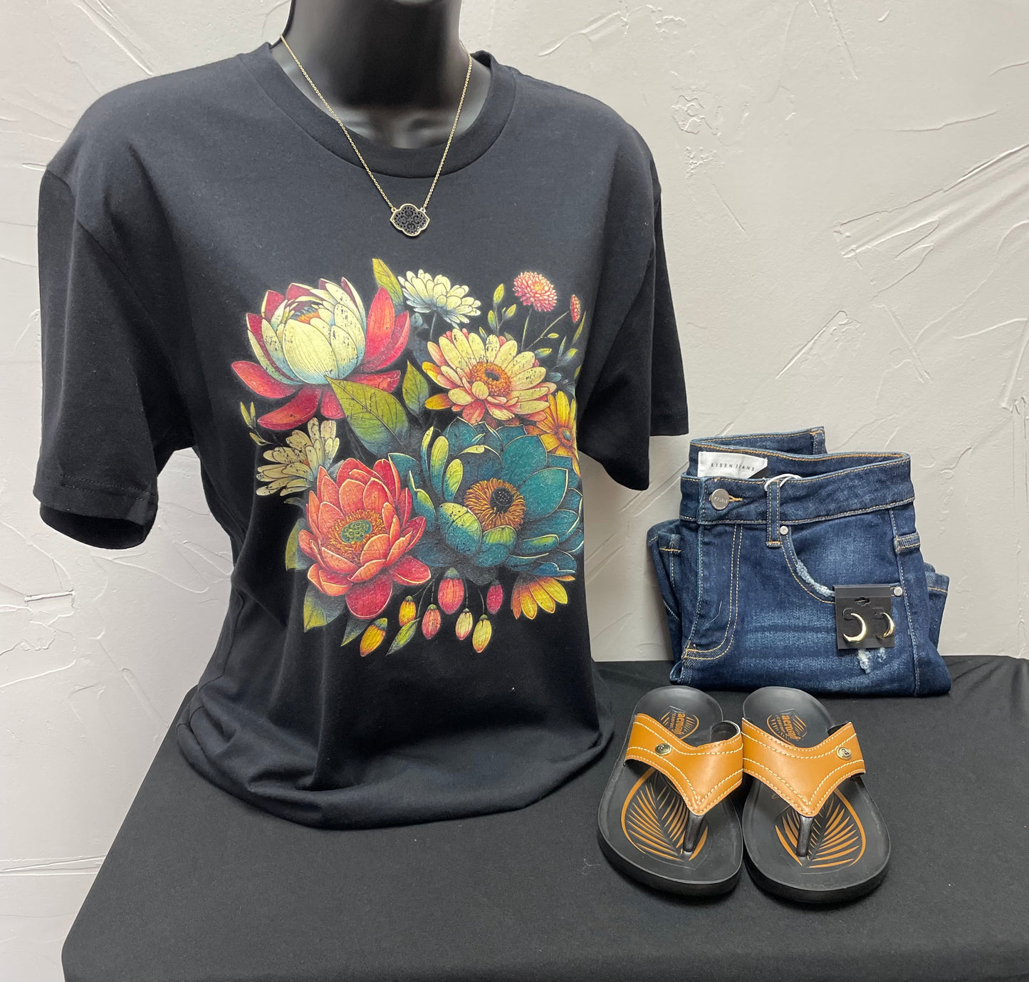 Floral Bouquet Black Graphic Tee