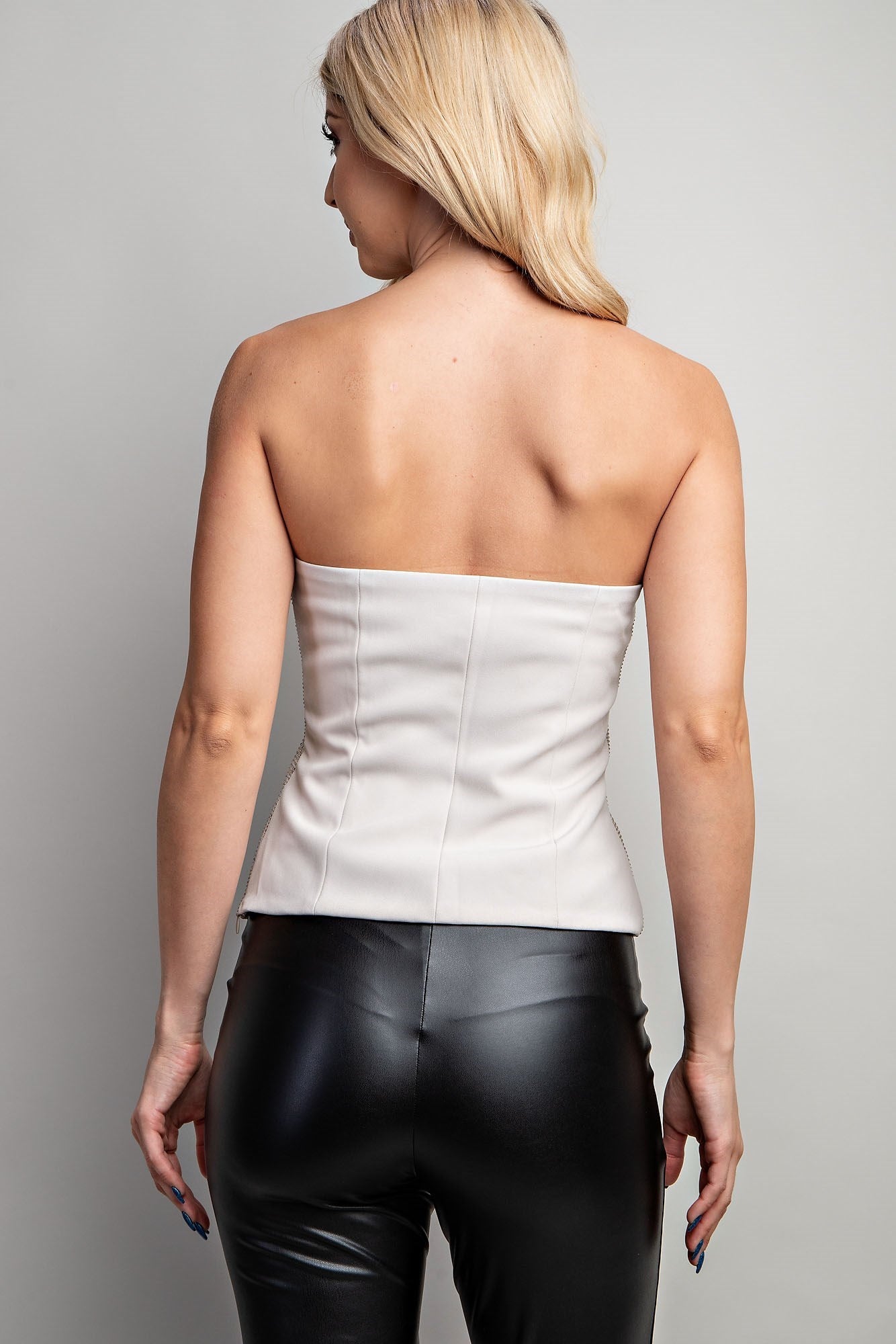 Glam Straight Neck Rhinestone Top