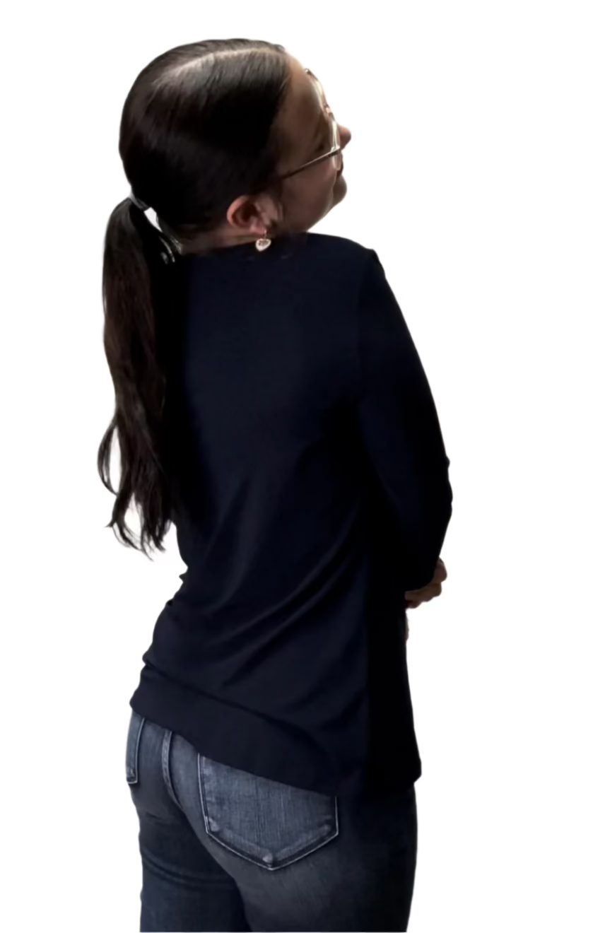 Top Square Neck 3/4 Sleeve, Navy