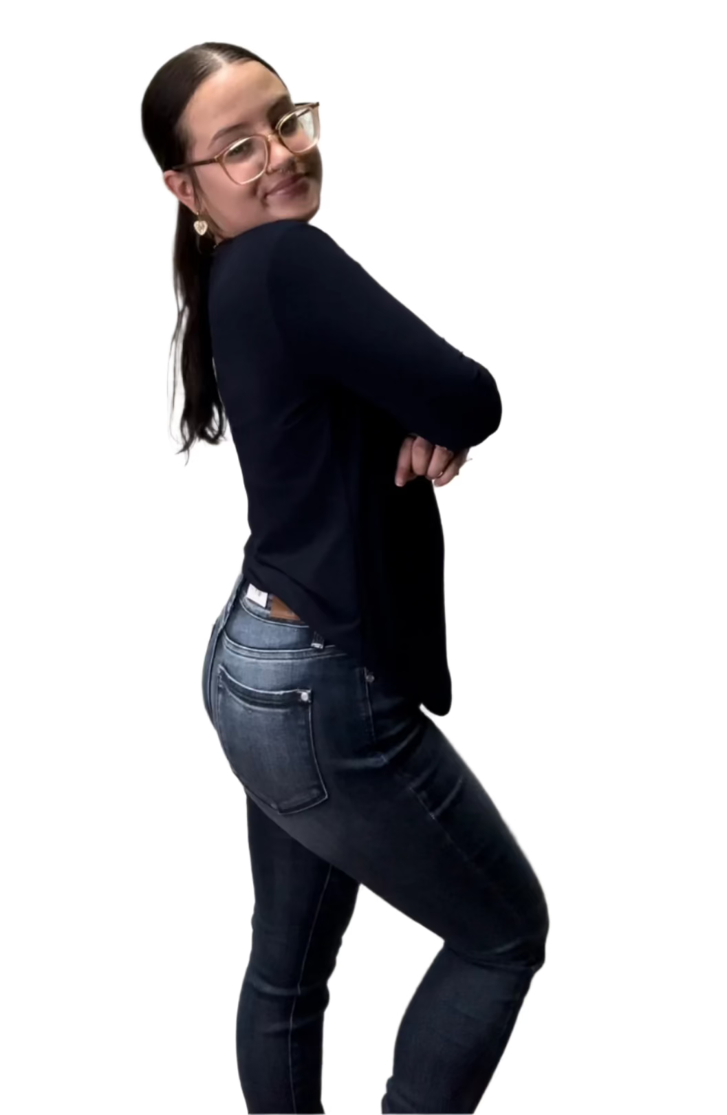 Top Square Neck 3/4 Sleeve, Navy