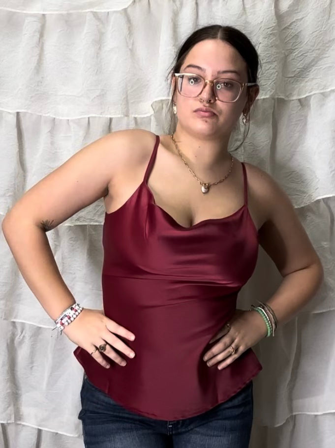 Satin Cowl Neck Cami
