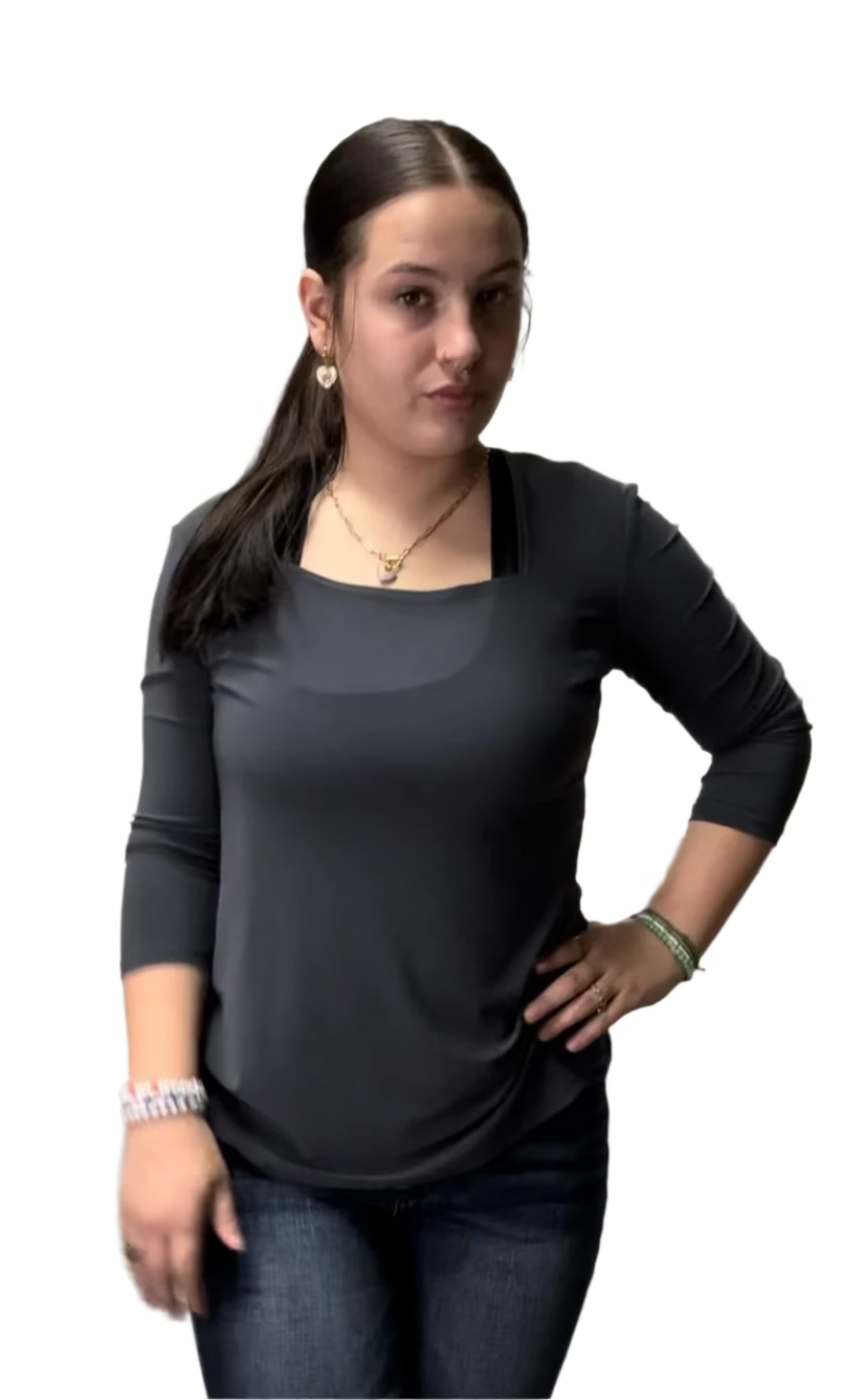 UNI-Gris Top Square Neck Top