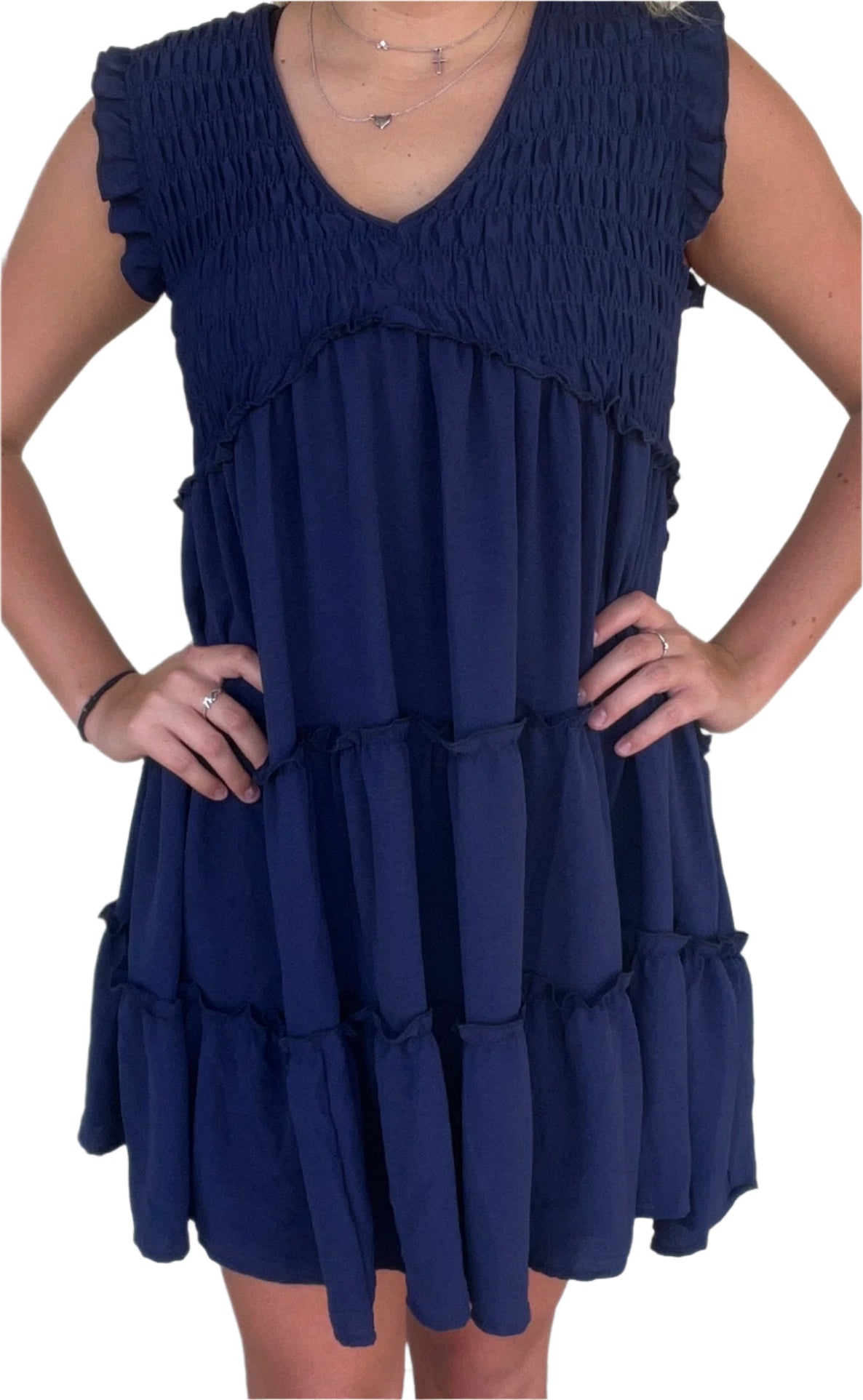 Ruffle Sleeve Smocked Dress