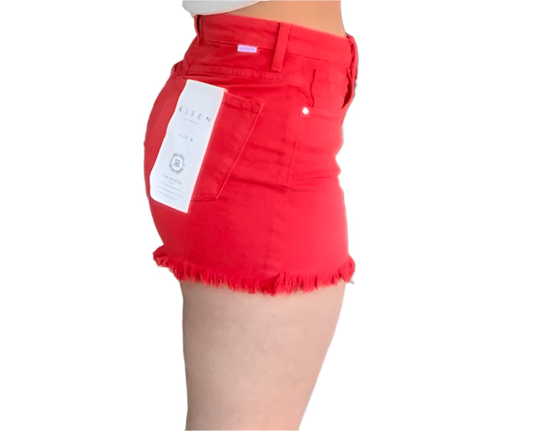 Risen Fiesta High Rise Distressed Detail Short