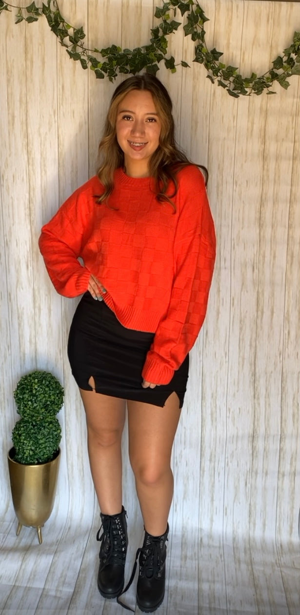 Crop Square Pattern Sweater