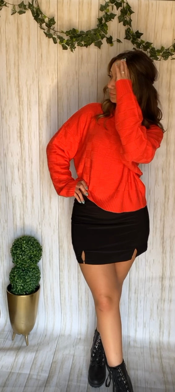 Crop Square Pattern Sweater
