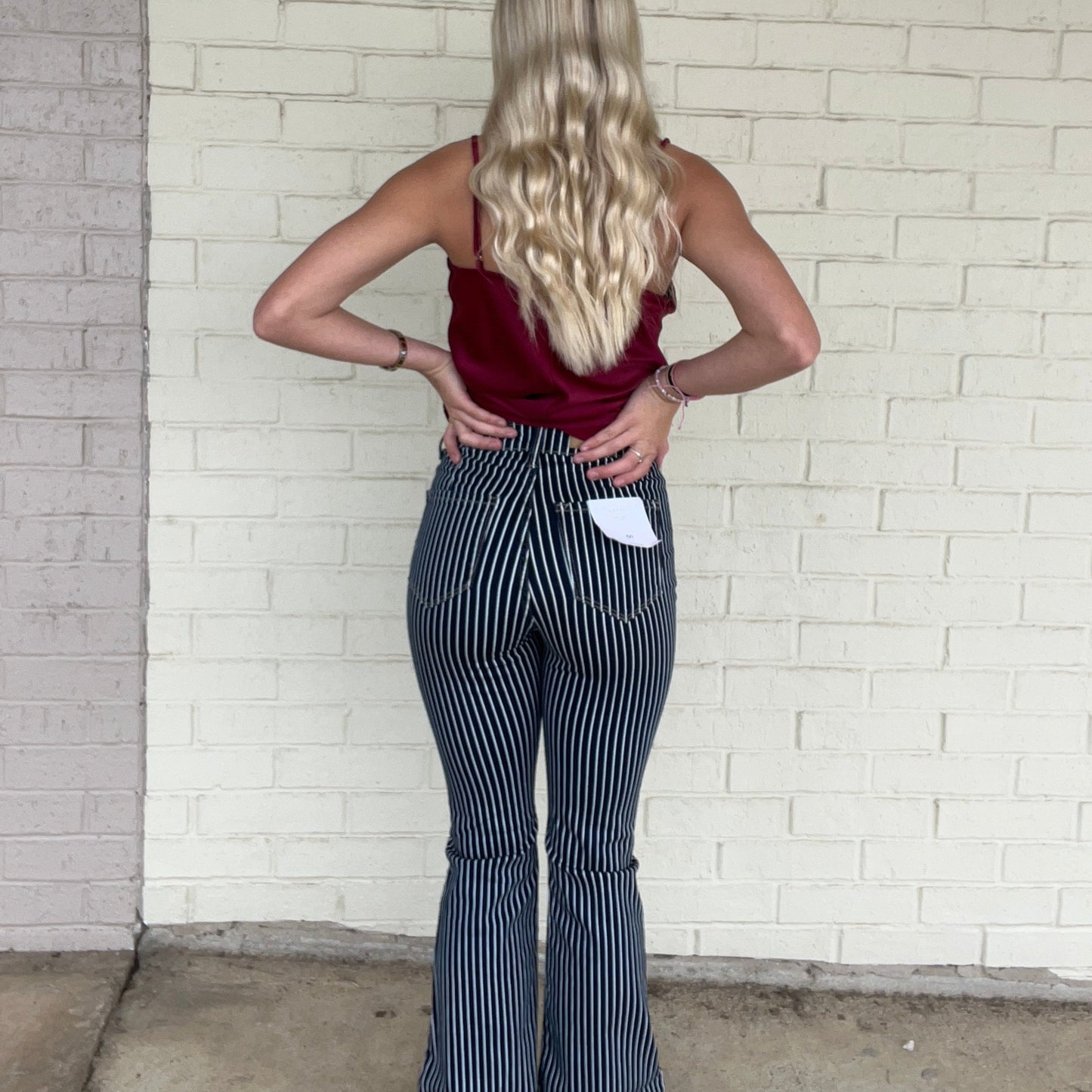 Cello Stripe High Rise Super Flare Jeans