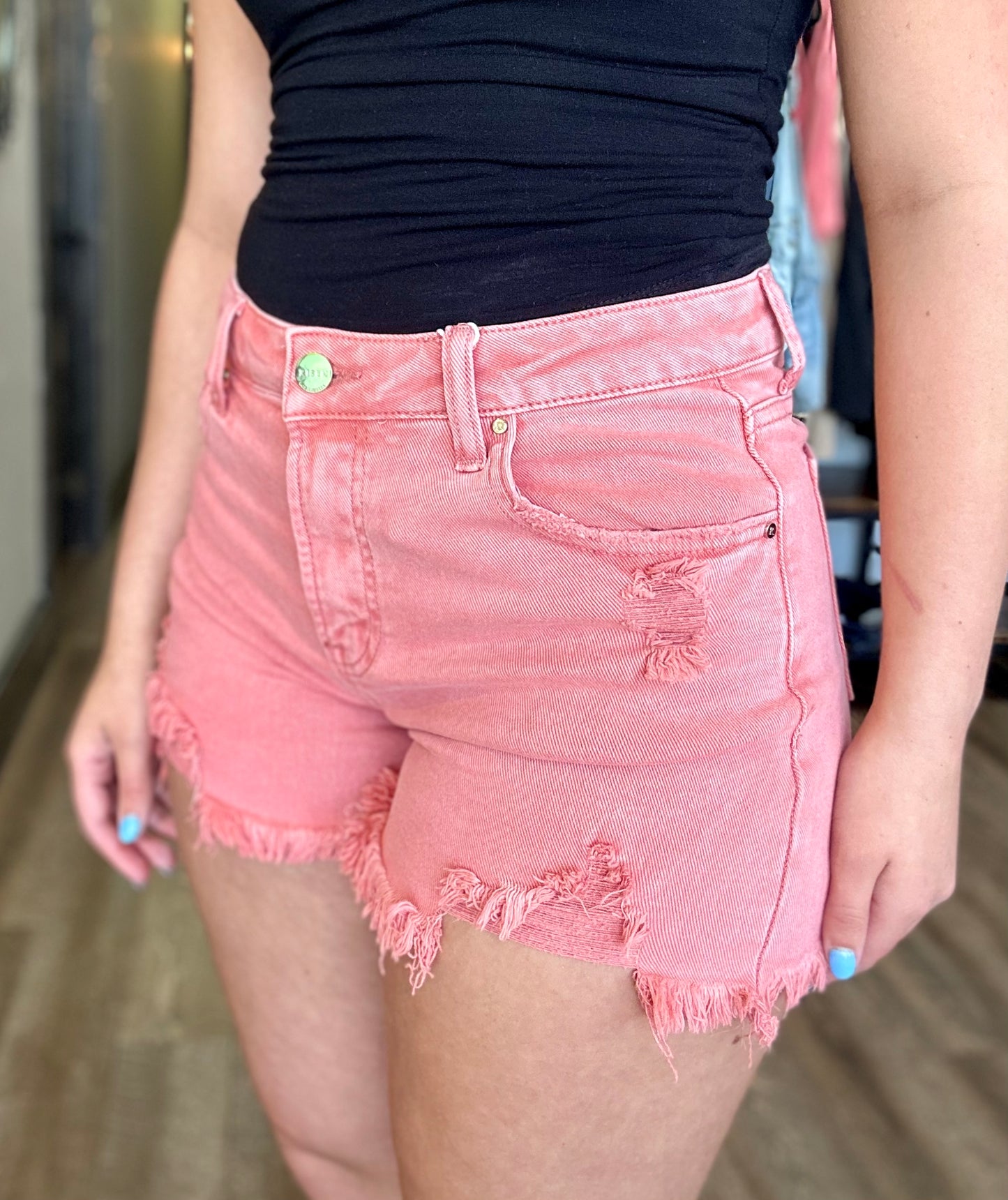 Risen Mid Rise Peach Blossom Shorts