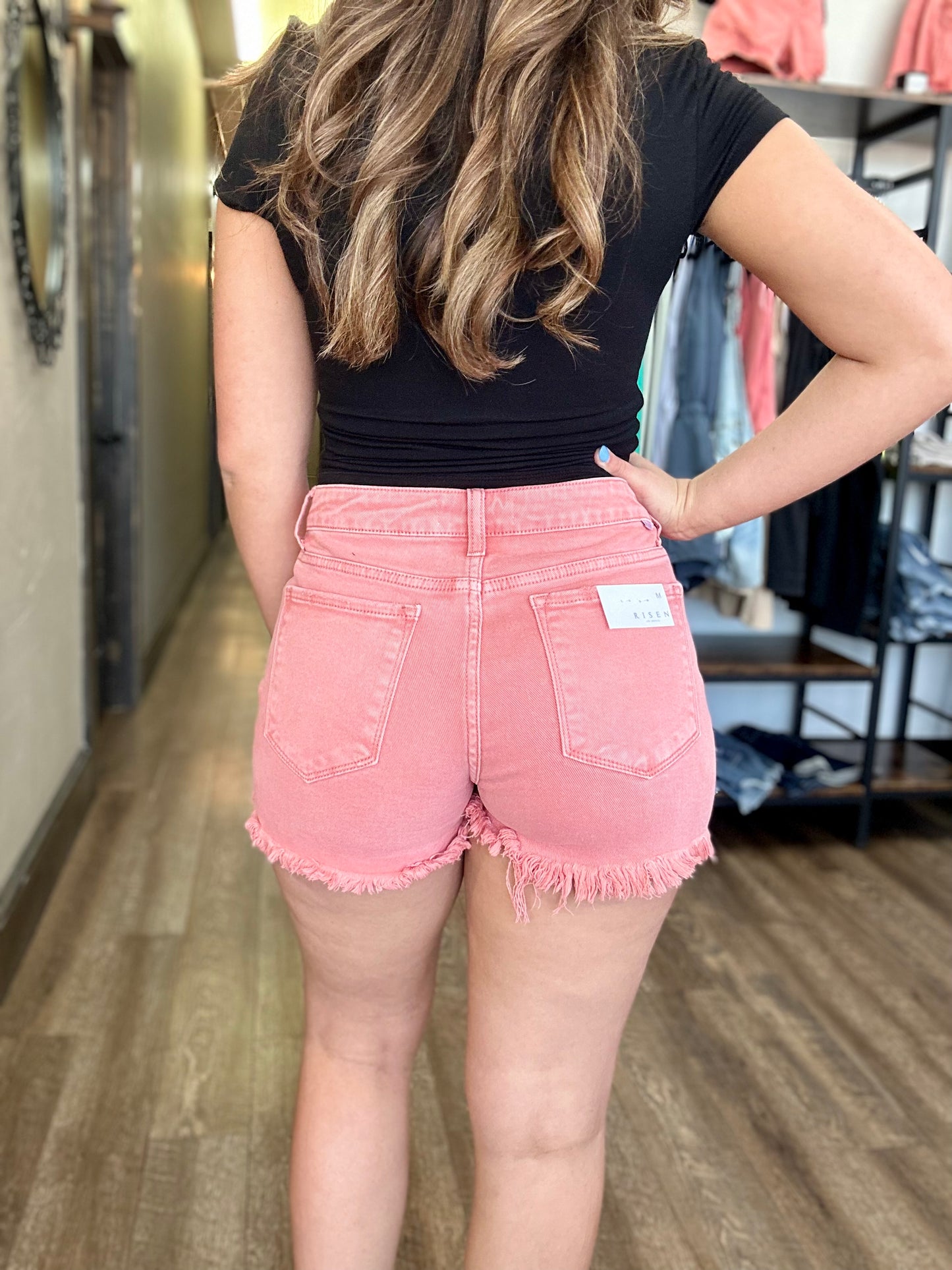 Risen Mid Rise Peach Blossom Shorts
