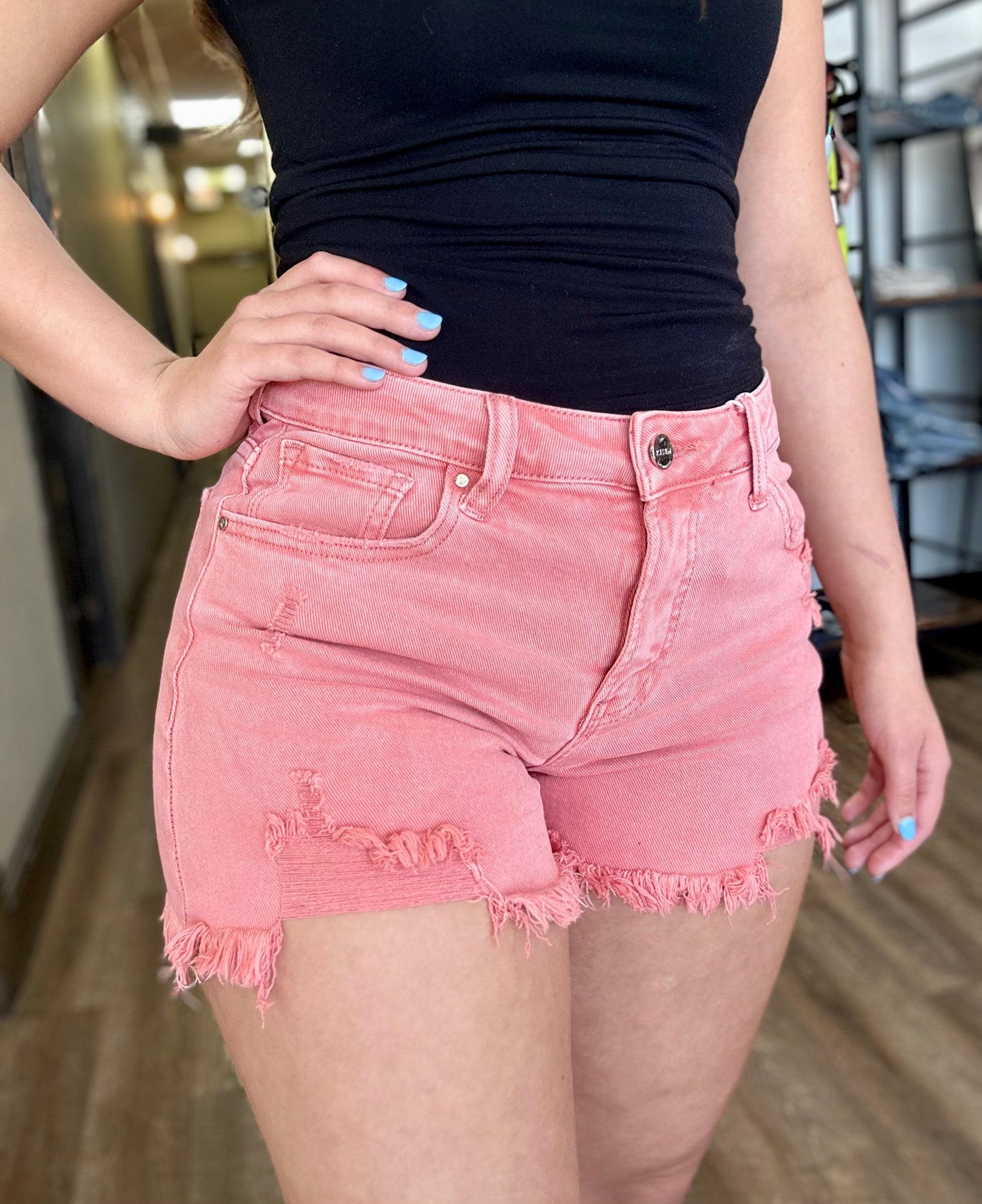 Risen Mid Rise Peach Blossom Shorts