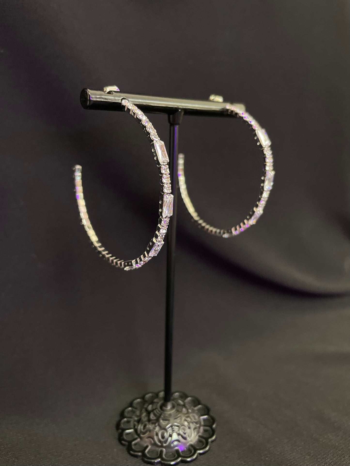 Silver Rhinestone Hoops