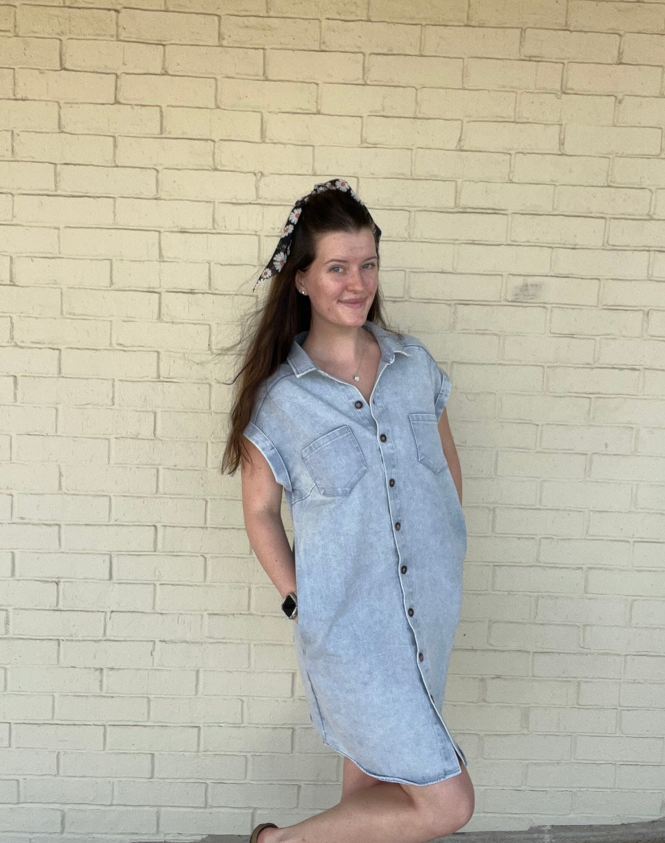 Dusty Blue Denim Dress