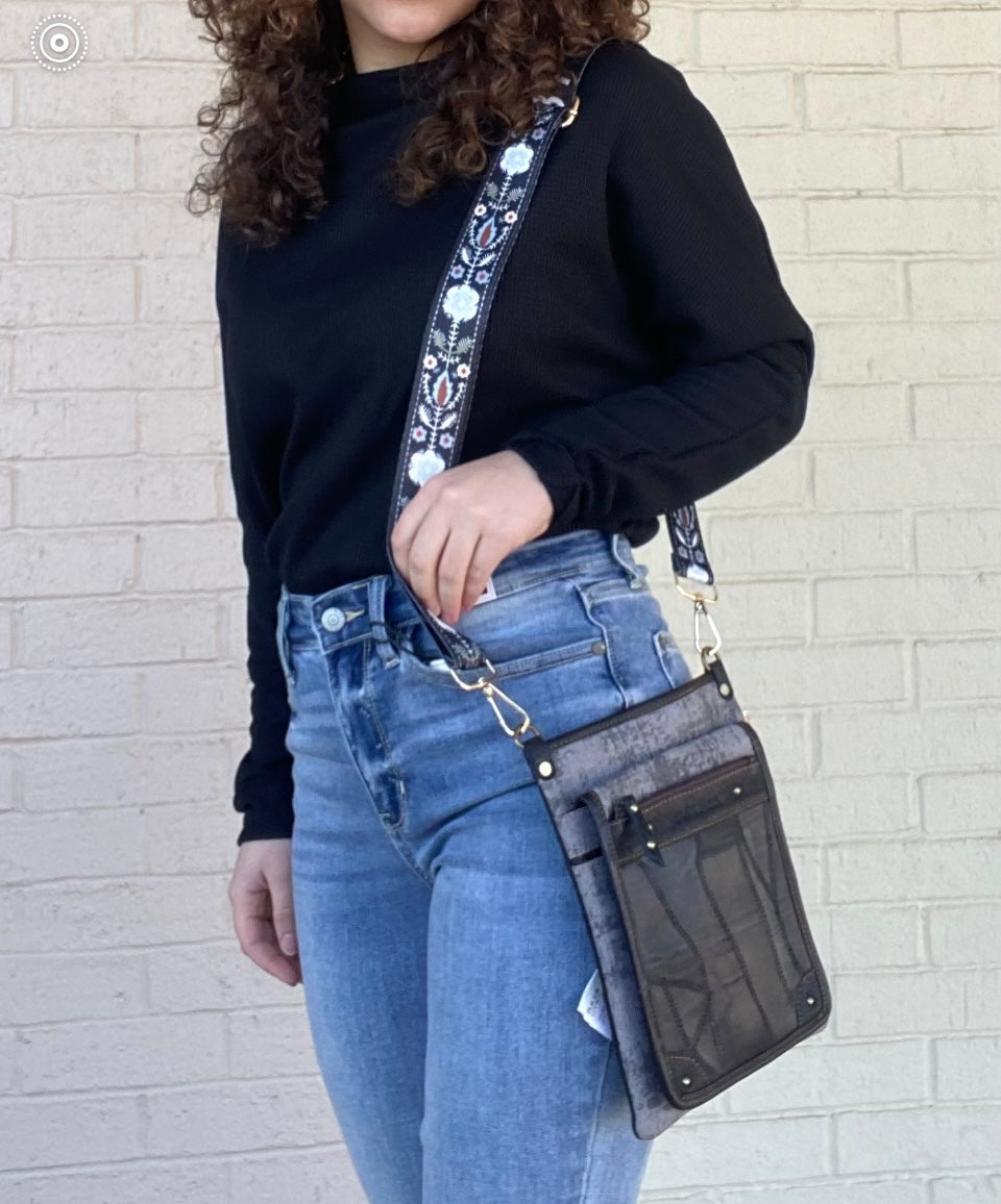 Vaan & Co Upcycled Small Crossbody Bag w/Flap