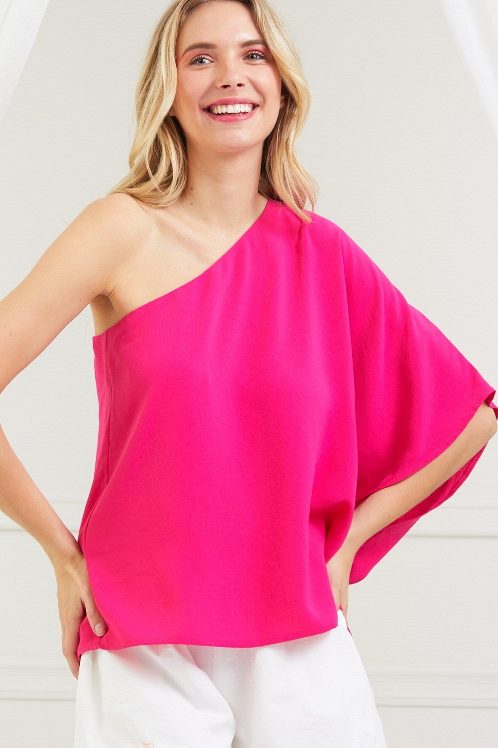 Solid One Shoulder Top