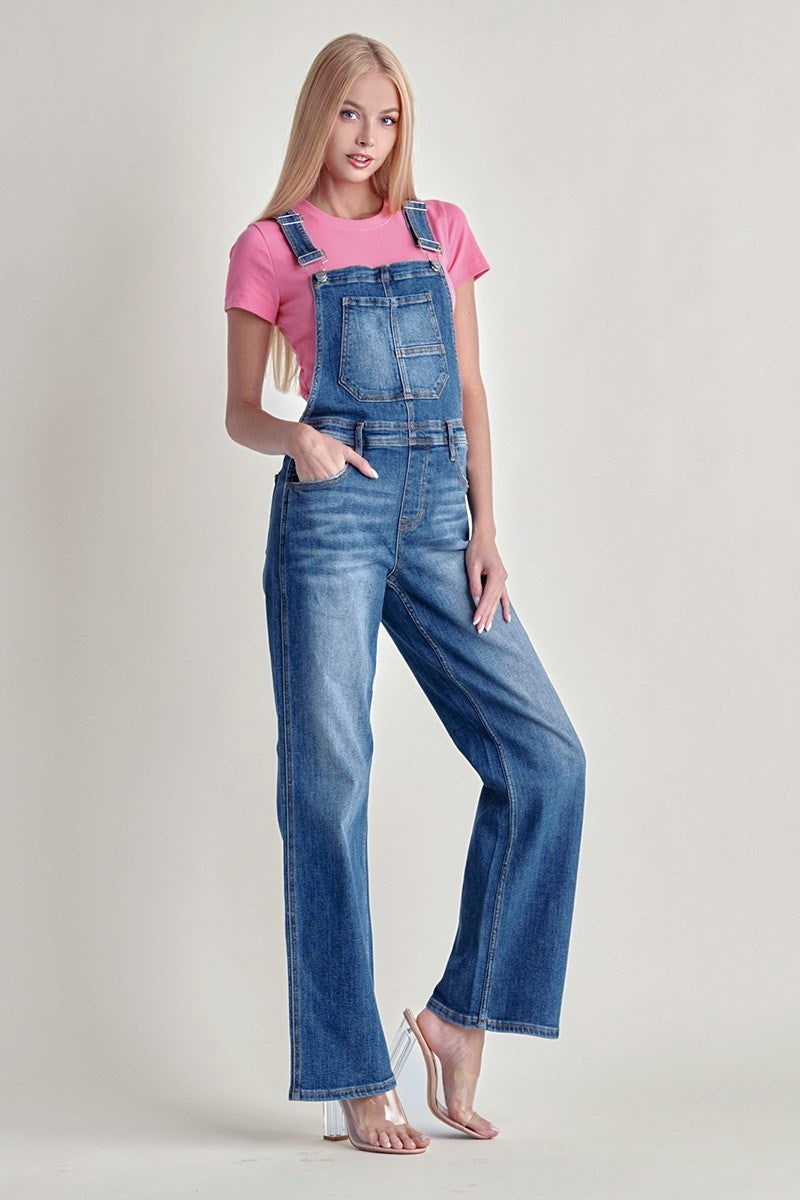 Dark Wash Wide Leg Overall