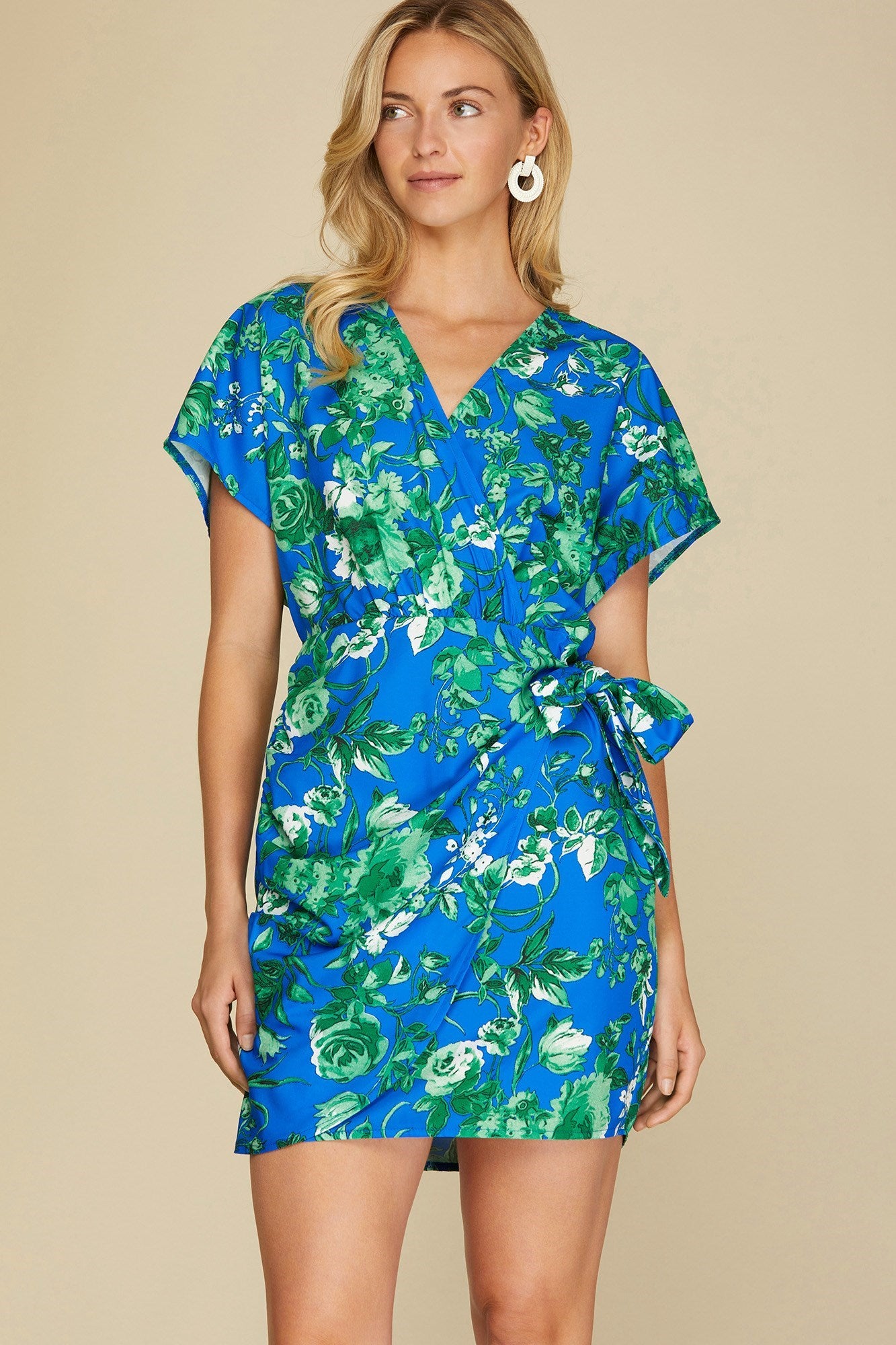 Floral V-Neck Belted Dress