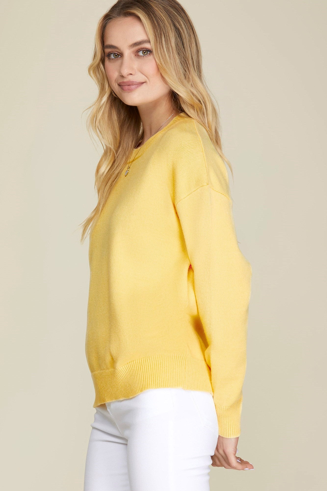 LONG SLEEVE SWEATER TOP-Yellow