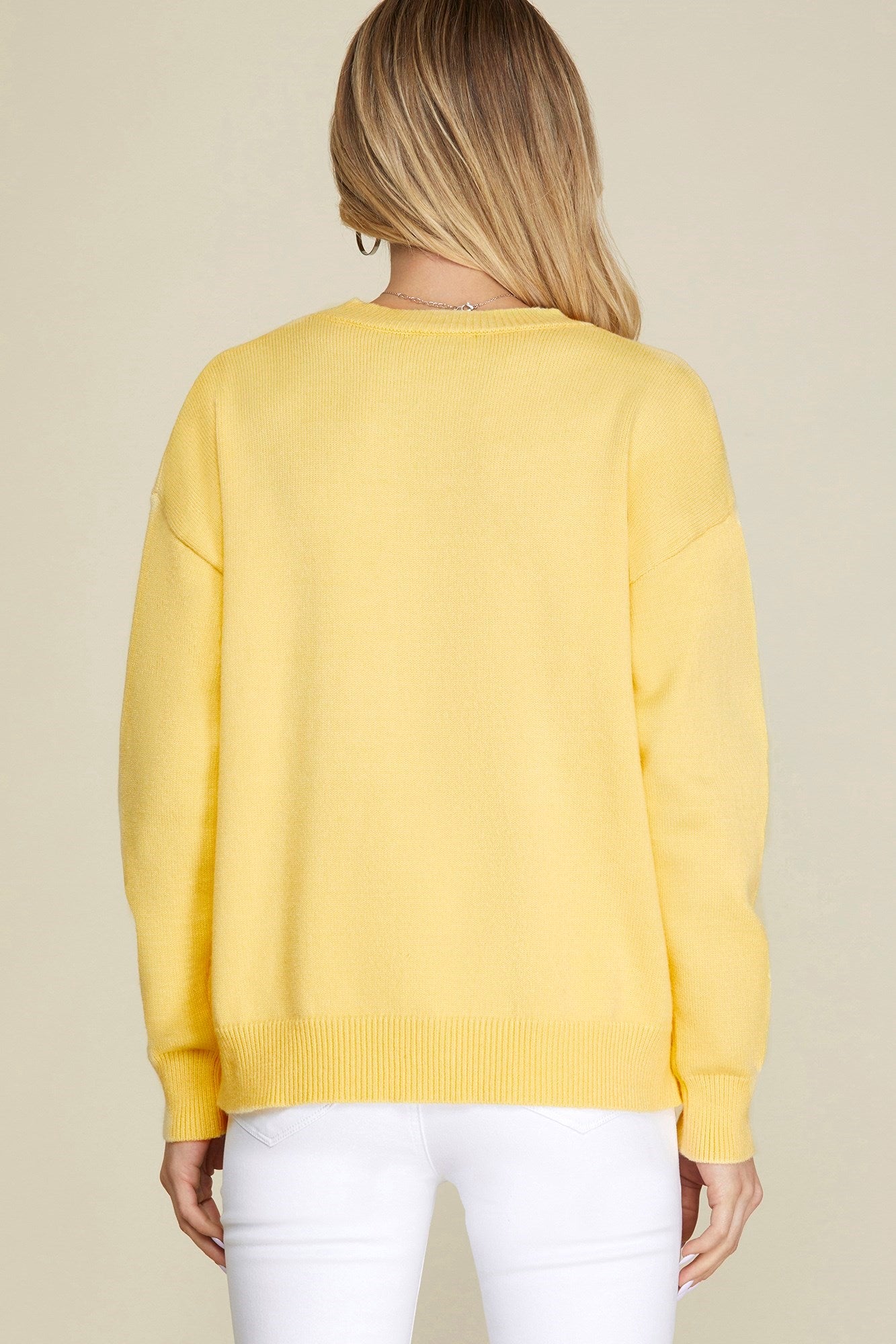 LONG SLEEVE SWEATER TOP-Yellow