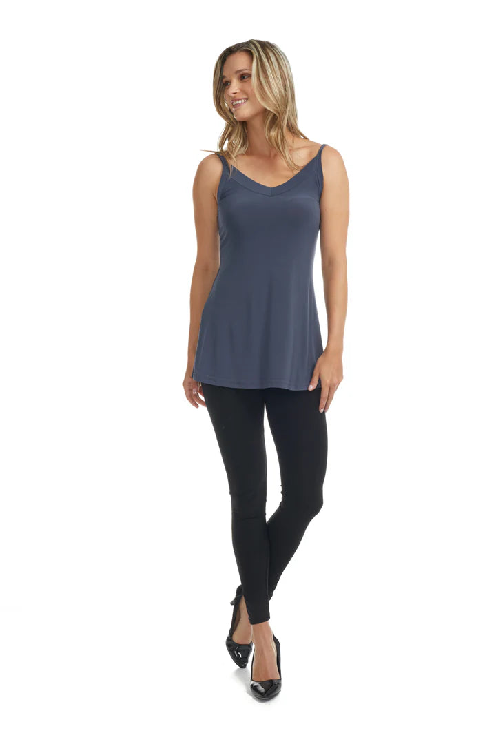 Long Cami V Neck, Grey