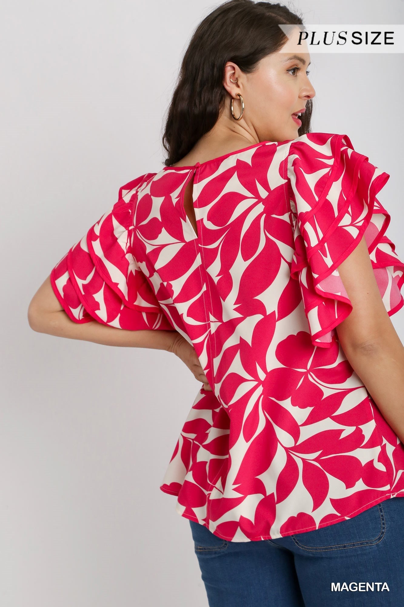 umgee Bell Sleeve Top Magenta XL-2XL