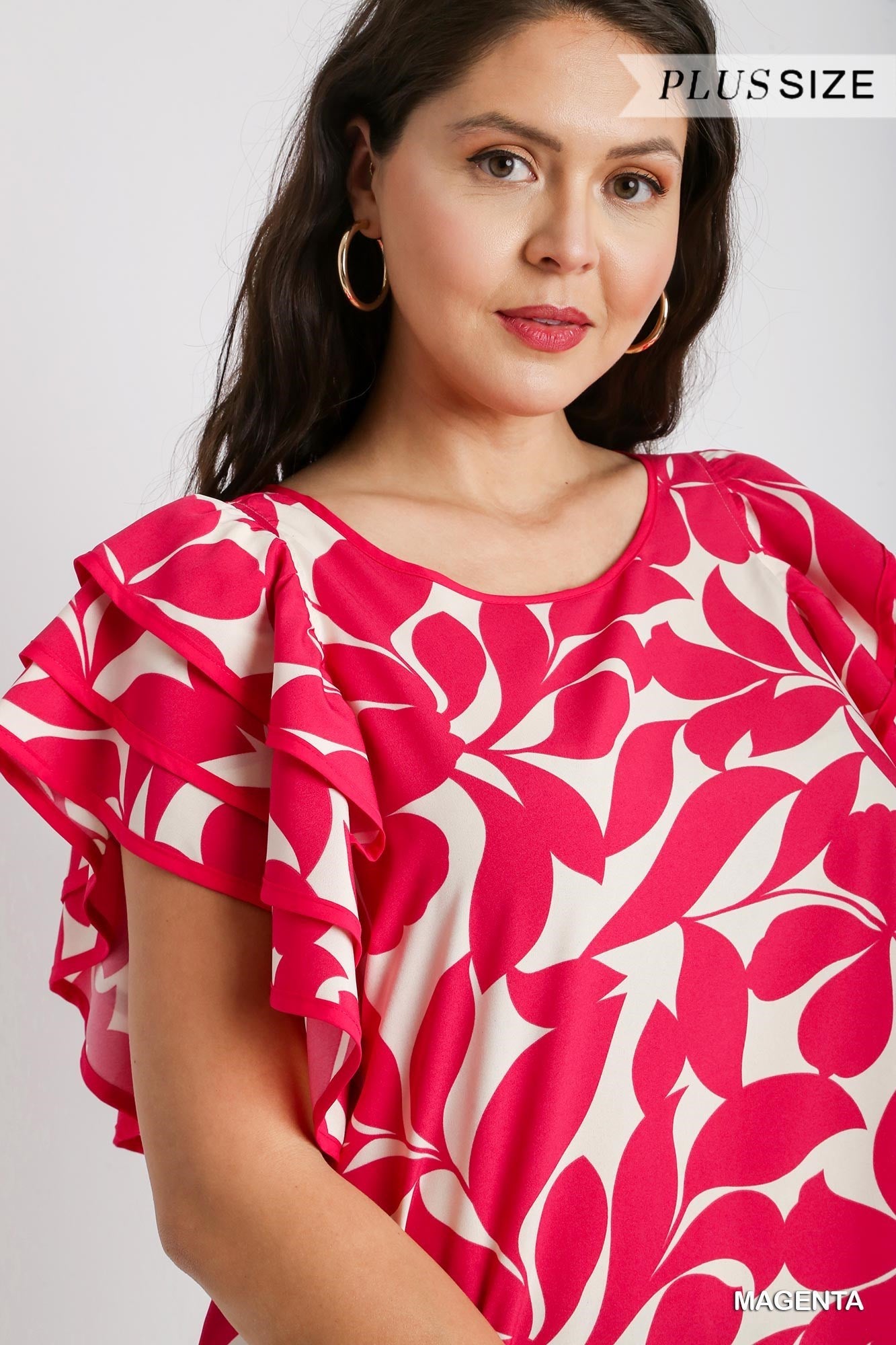 umgee Bell Sleeve Top Magenta XL-2XL