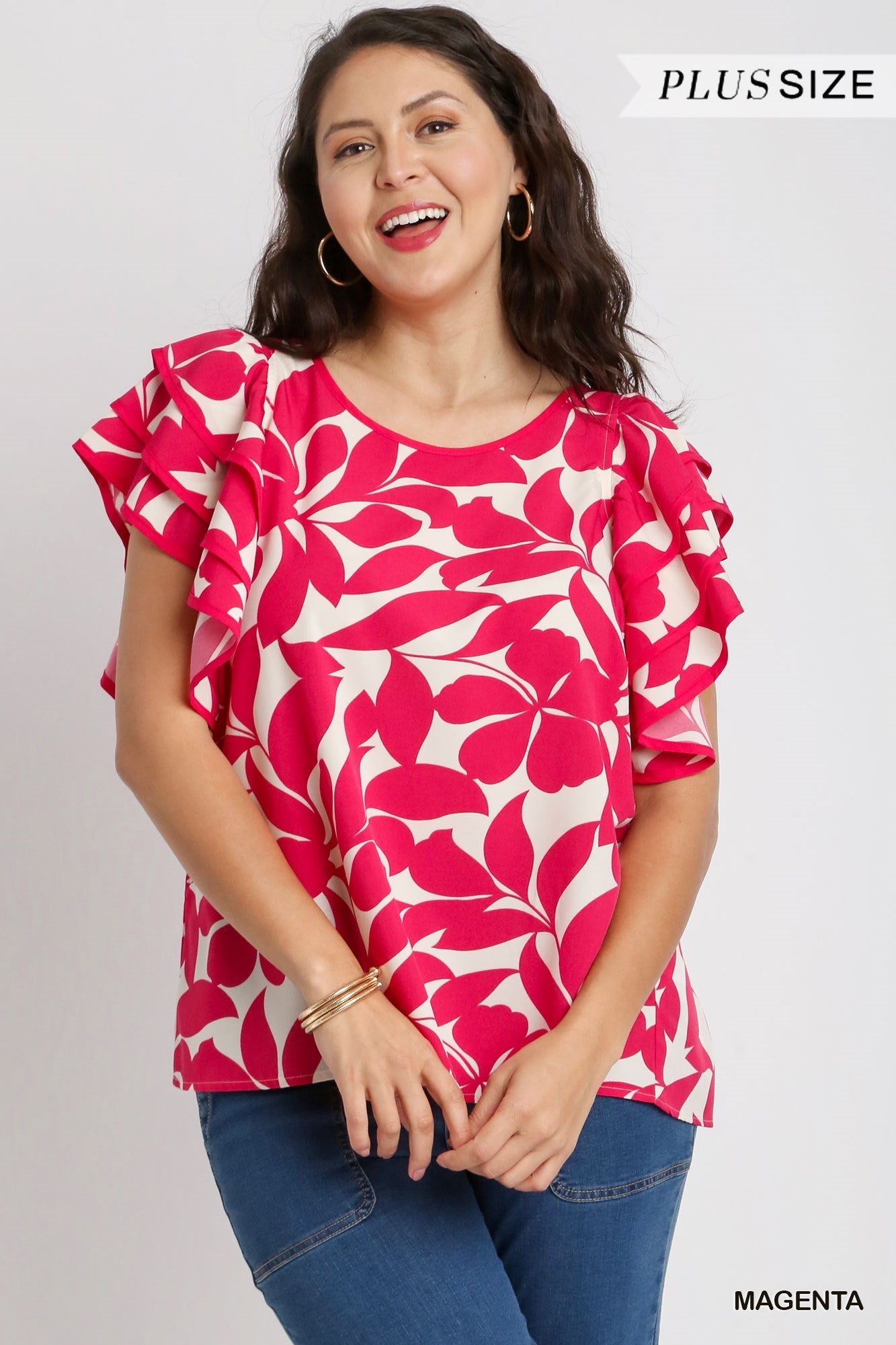 umgee Bell Sleeve Top Magenta XL-2XL