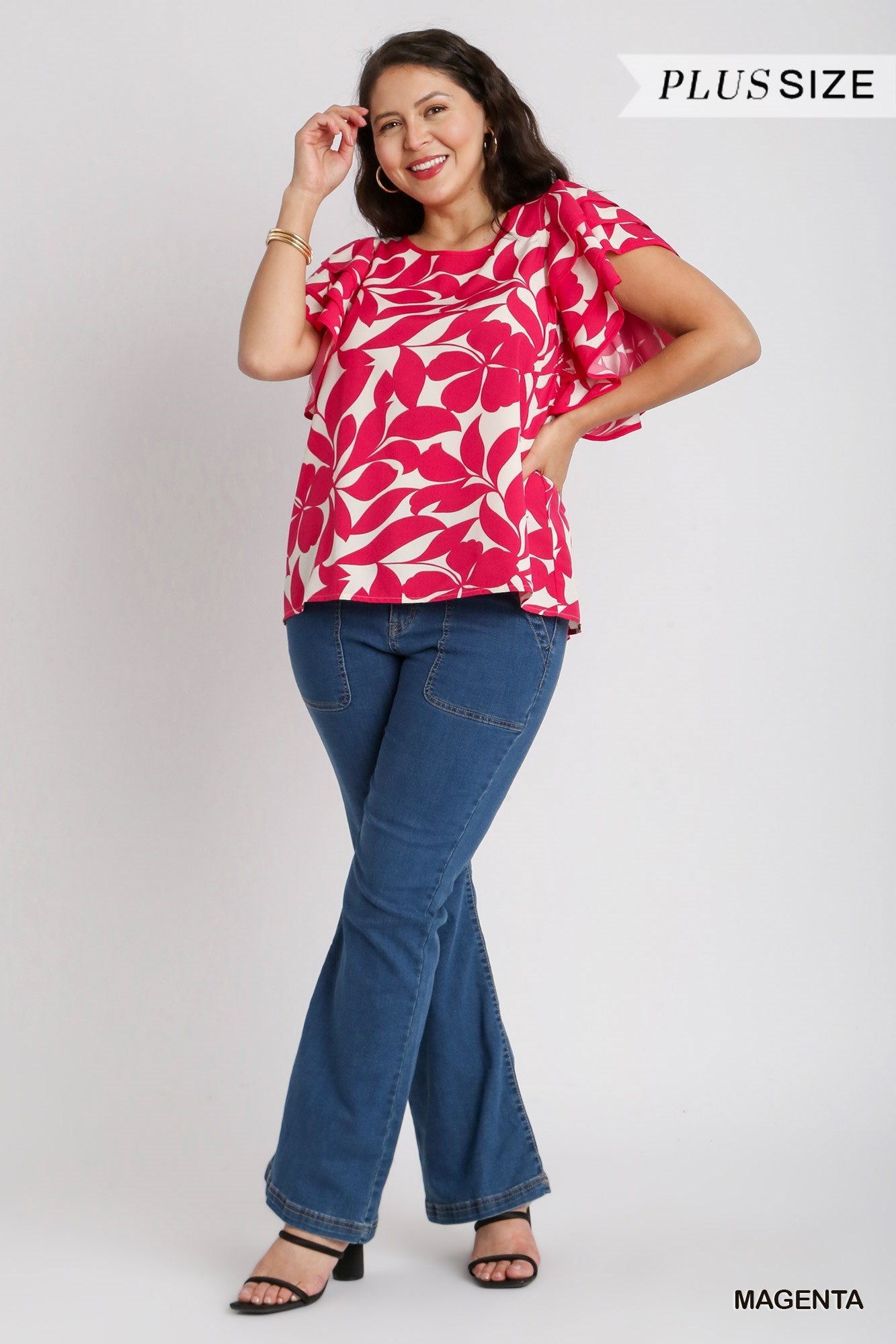 umgee Bell Sleeve Top Magenta XL-2XL