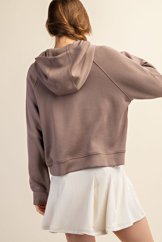 Quarter Zip Hoodie Jacket Mocha