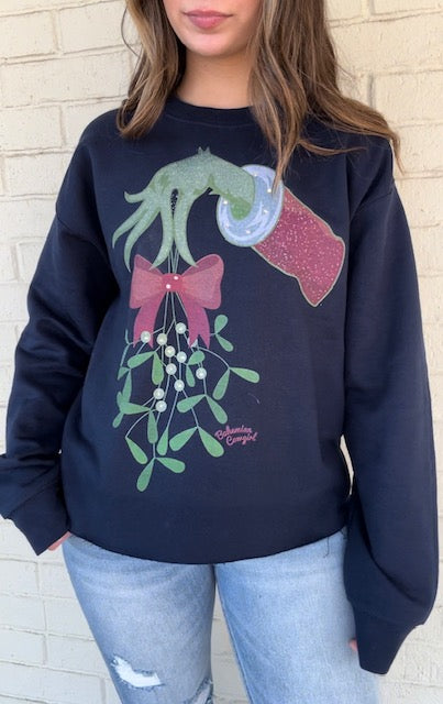 Grinch Mistletoe Navy Sweatshirt