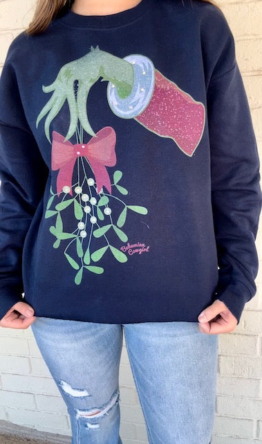 Grinch Mistletoe Navy Sweatshirt