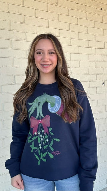 Grinch Mistletoe Navy Sweatshirt