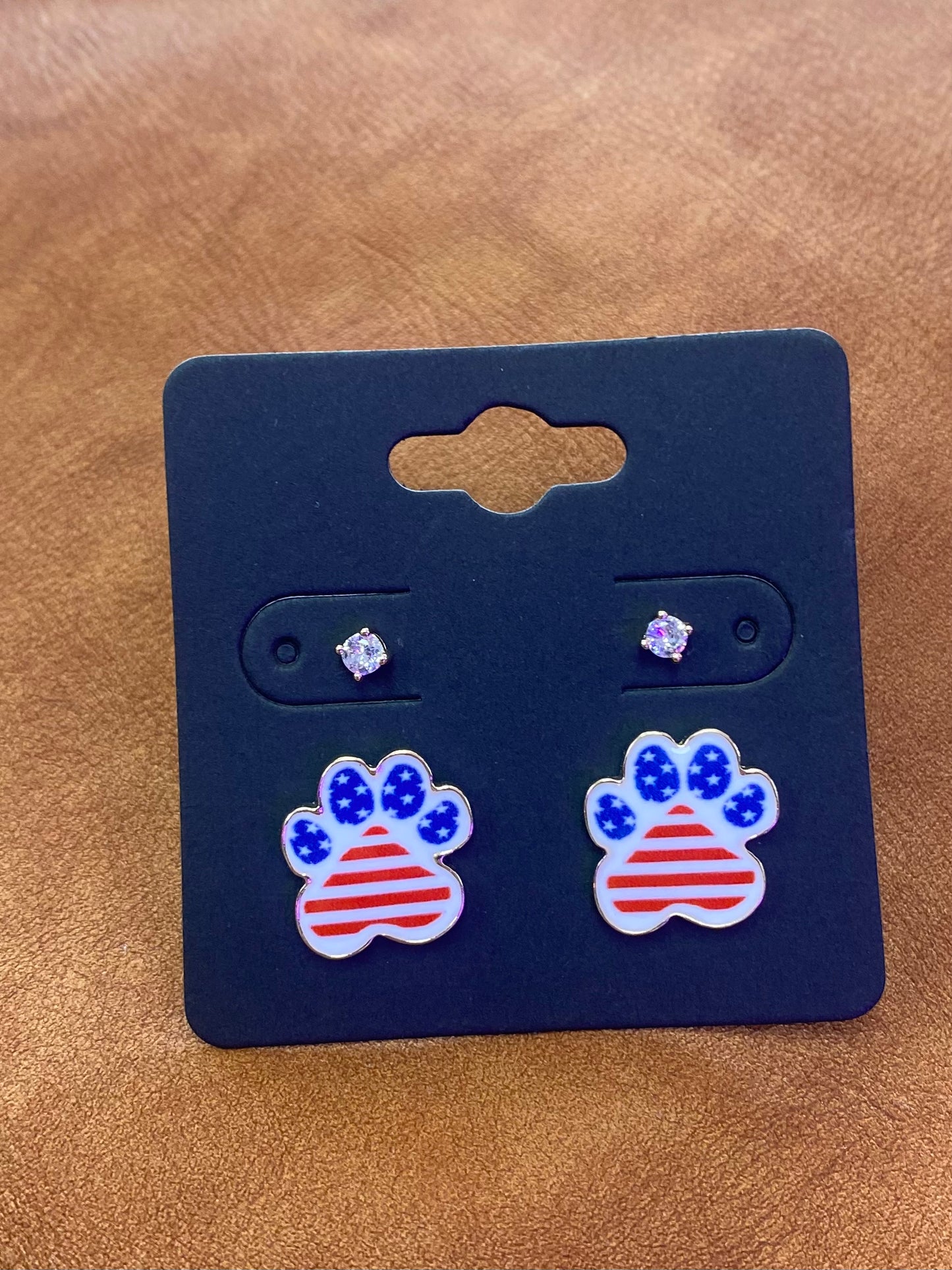 Flag Paw Print Studs