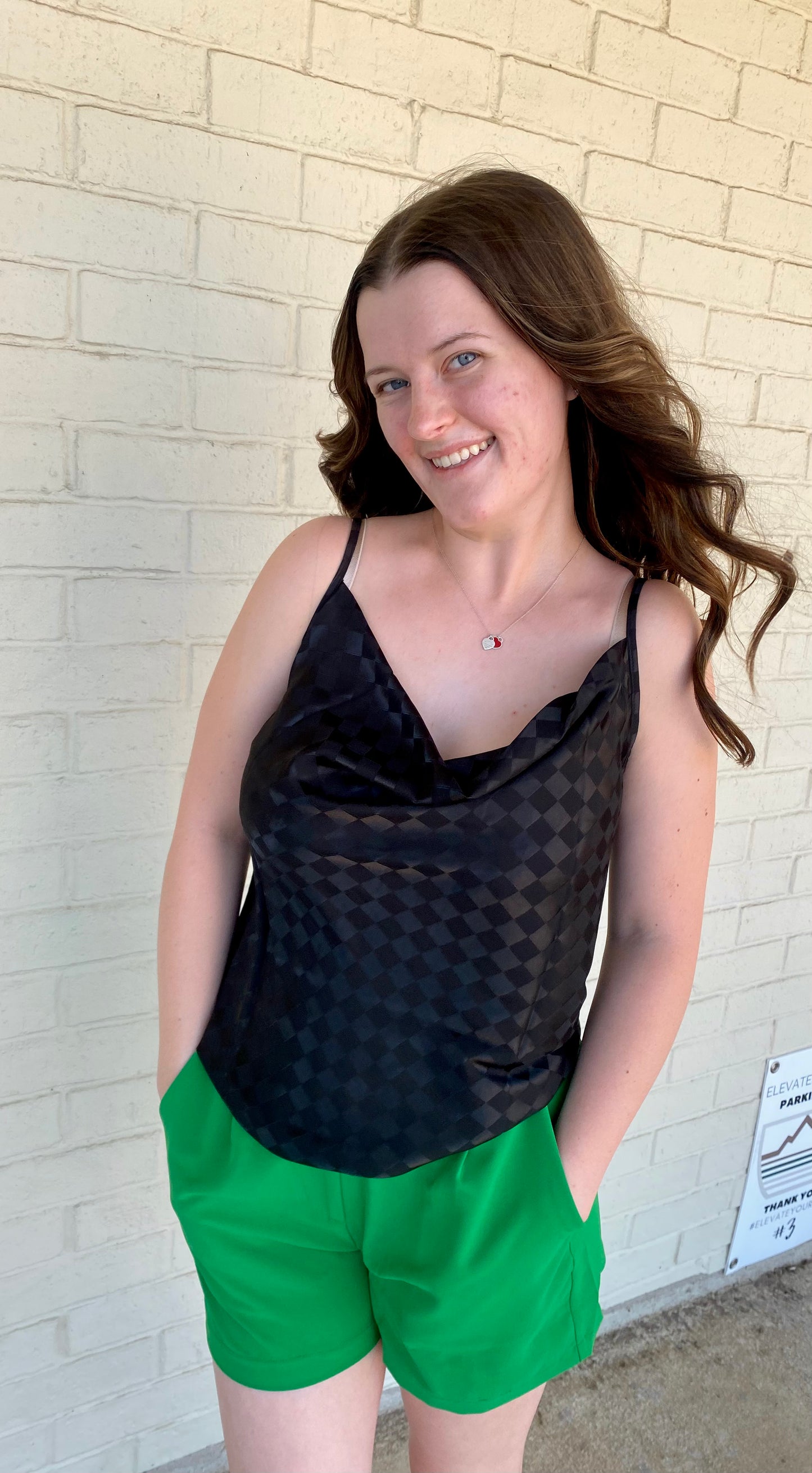 Satin Checkerboard Camisole