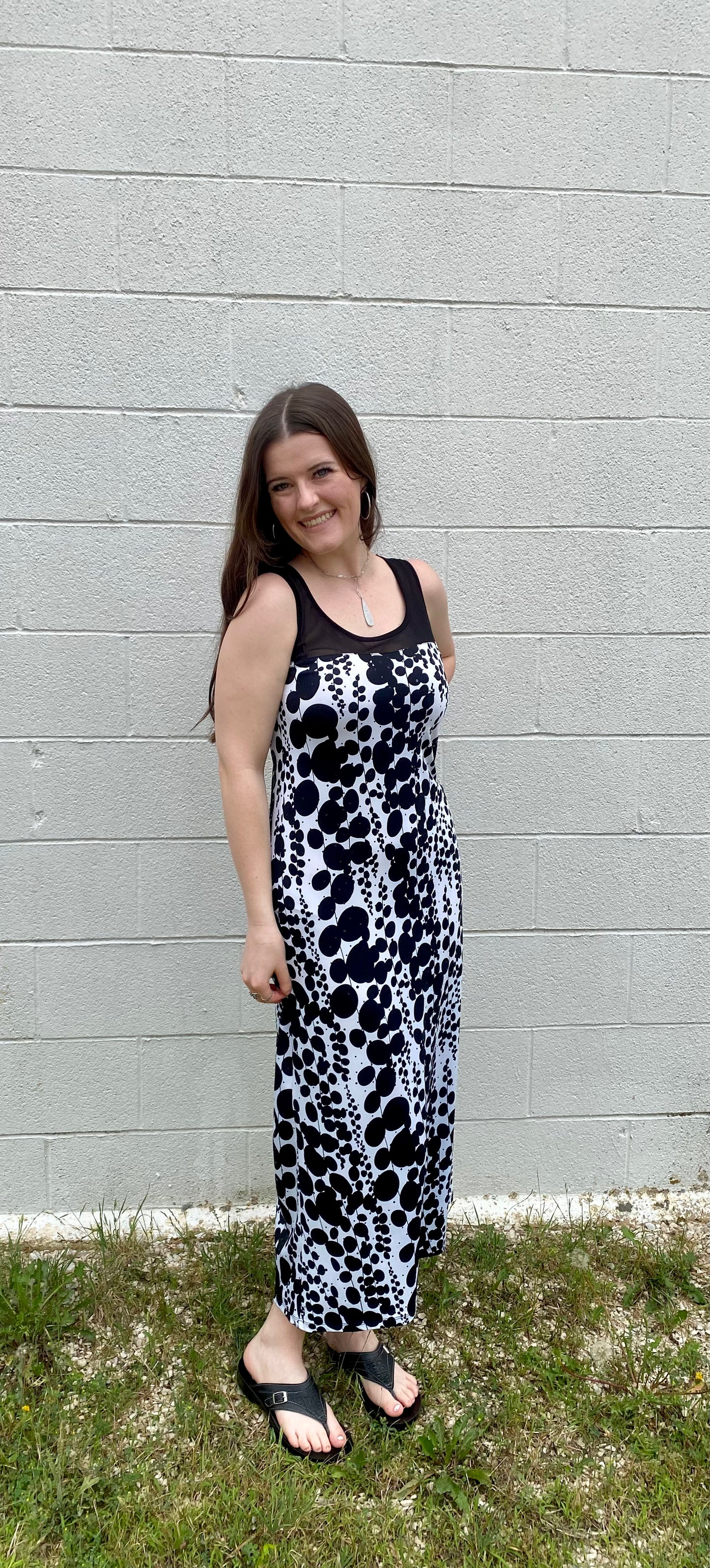 Black & White Scoop Neck Dress