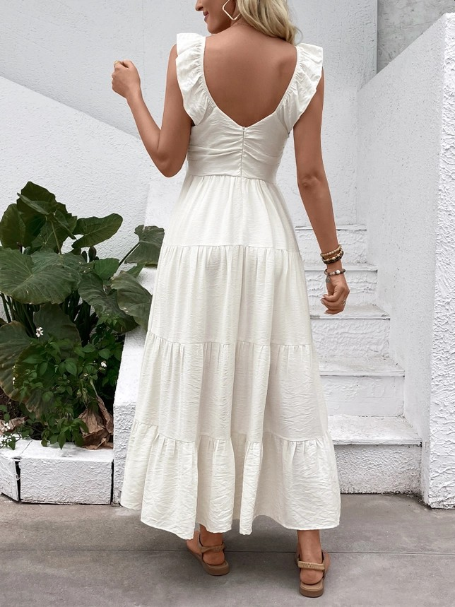 Sleeveless Ruffle Strap Tiered Maxi Dress