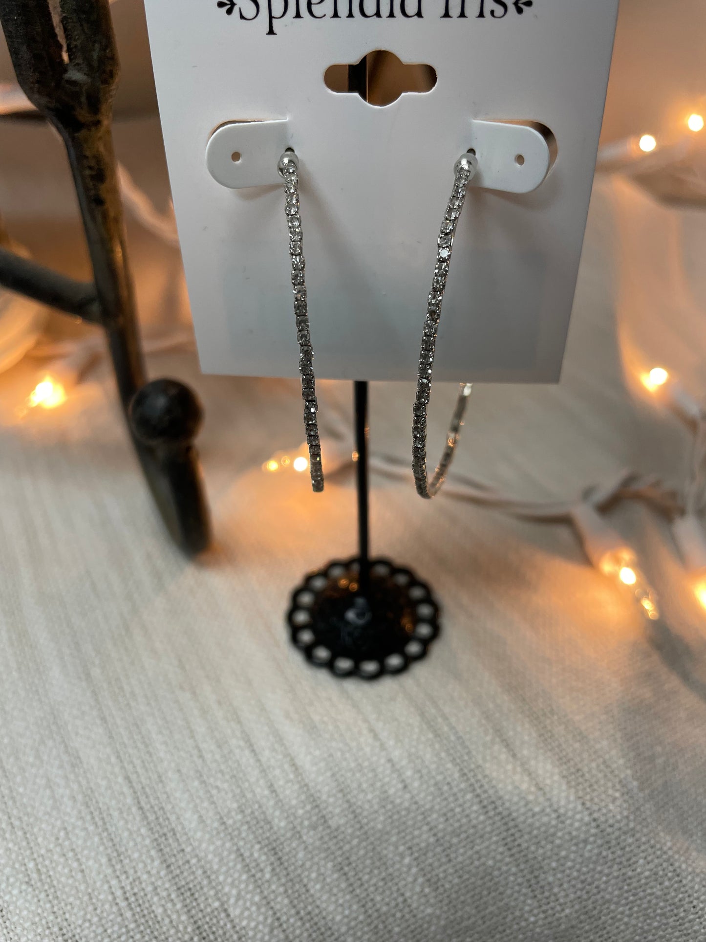 Large Clear Crystal Flexible Hoop Gold