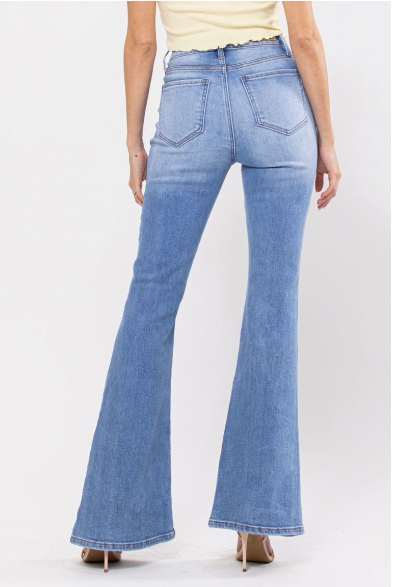 Cello High Rise Distressed Super Flare Jean