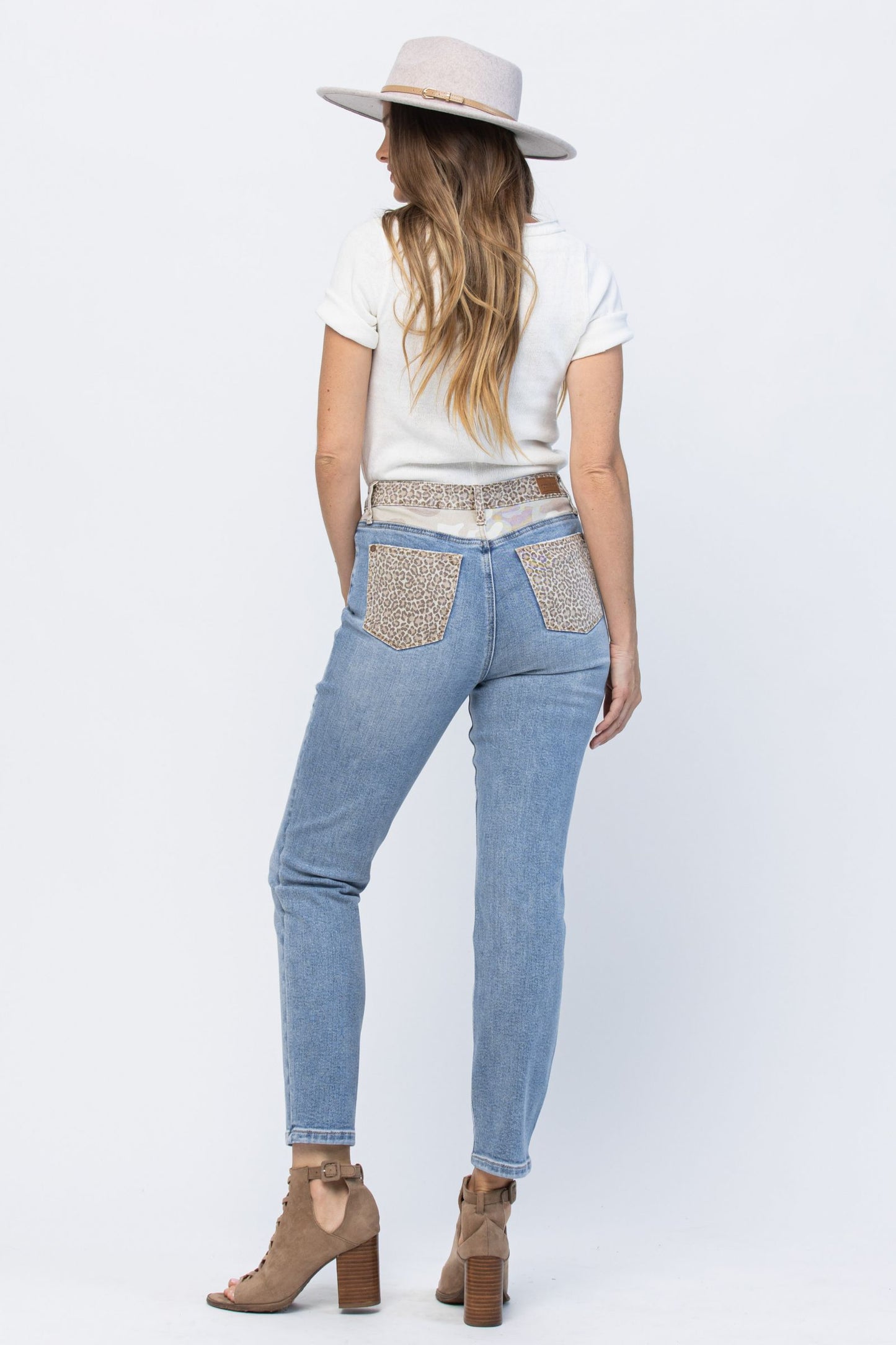 Cheetah Camo Block High Wasit Slim Jeans