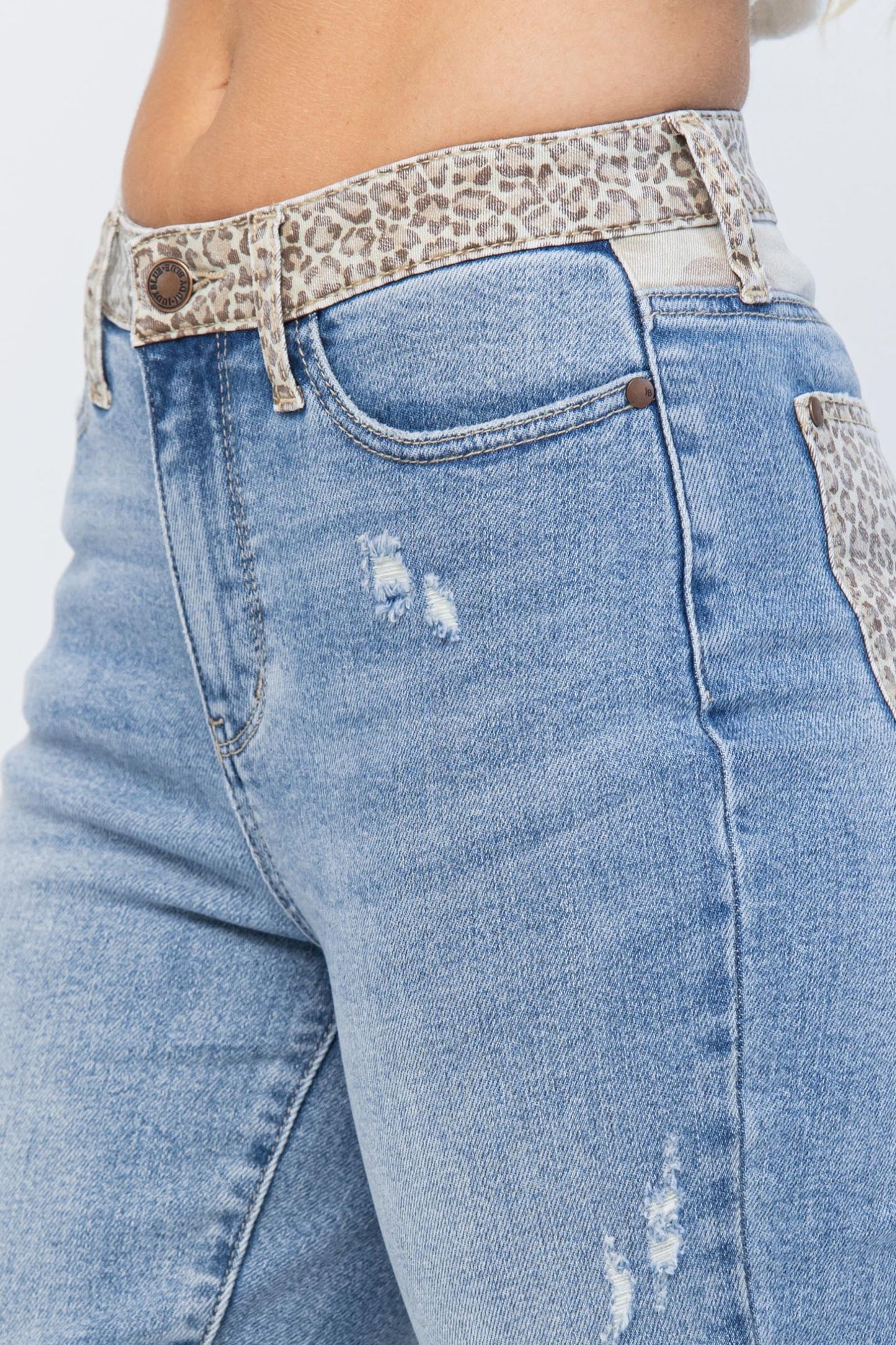 Cheetah Camo Block High Wasit Slim Jeans