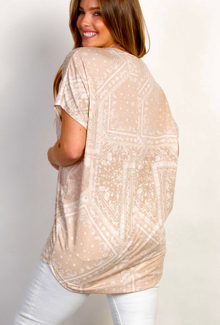 Taupe Short Sleeve Dolman Top